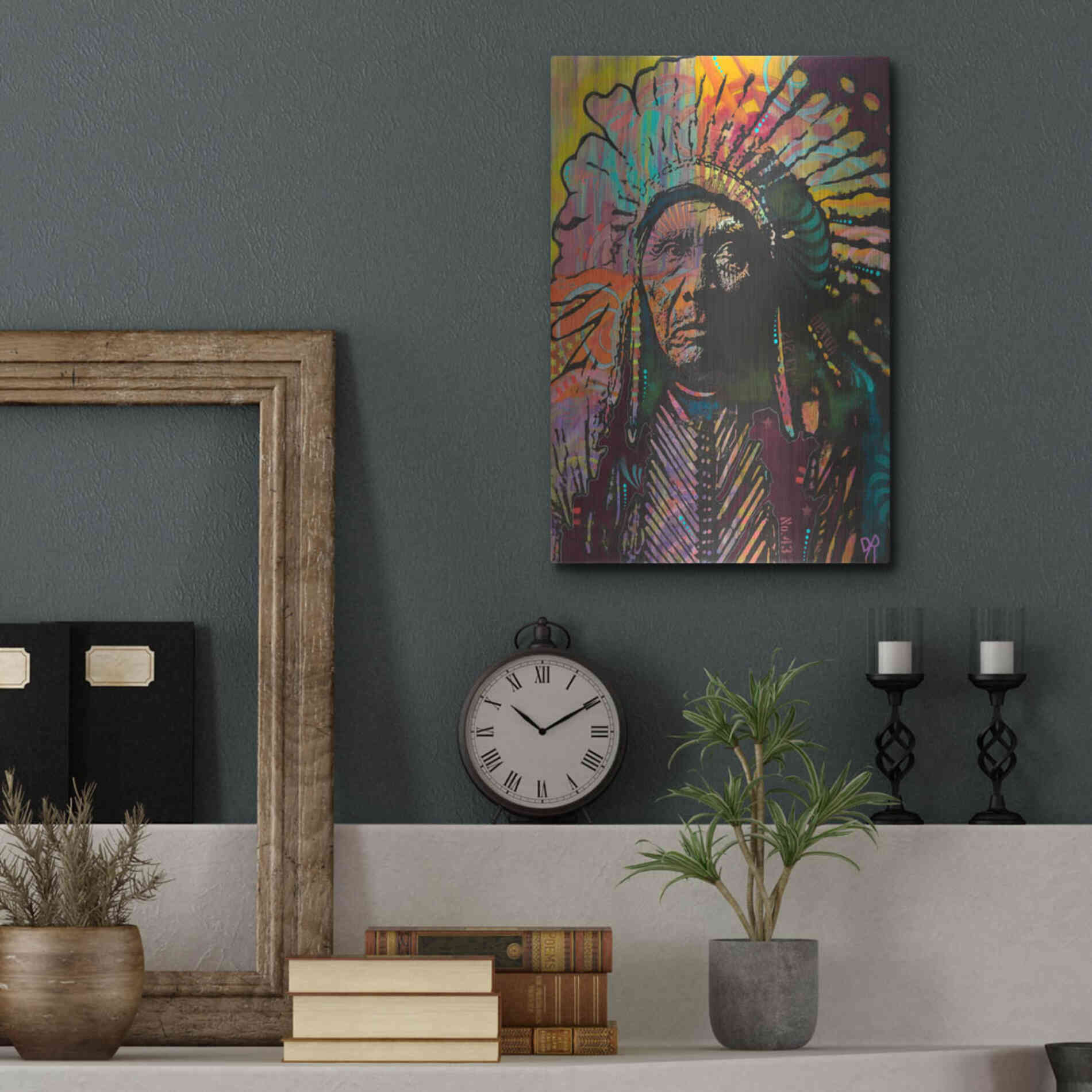 Luxe Metal Art 'Native American IV' by Dean Russo, Metal Wall Art,12x16