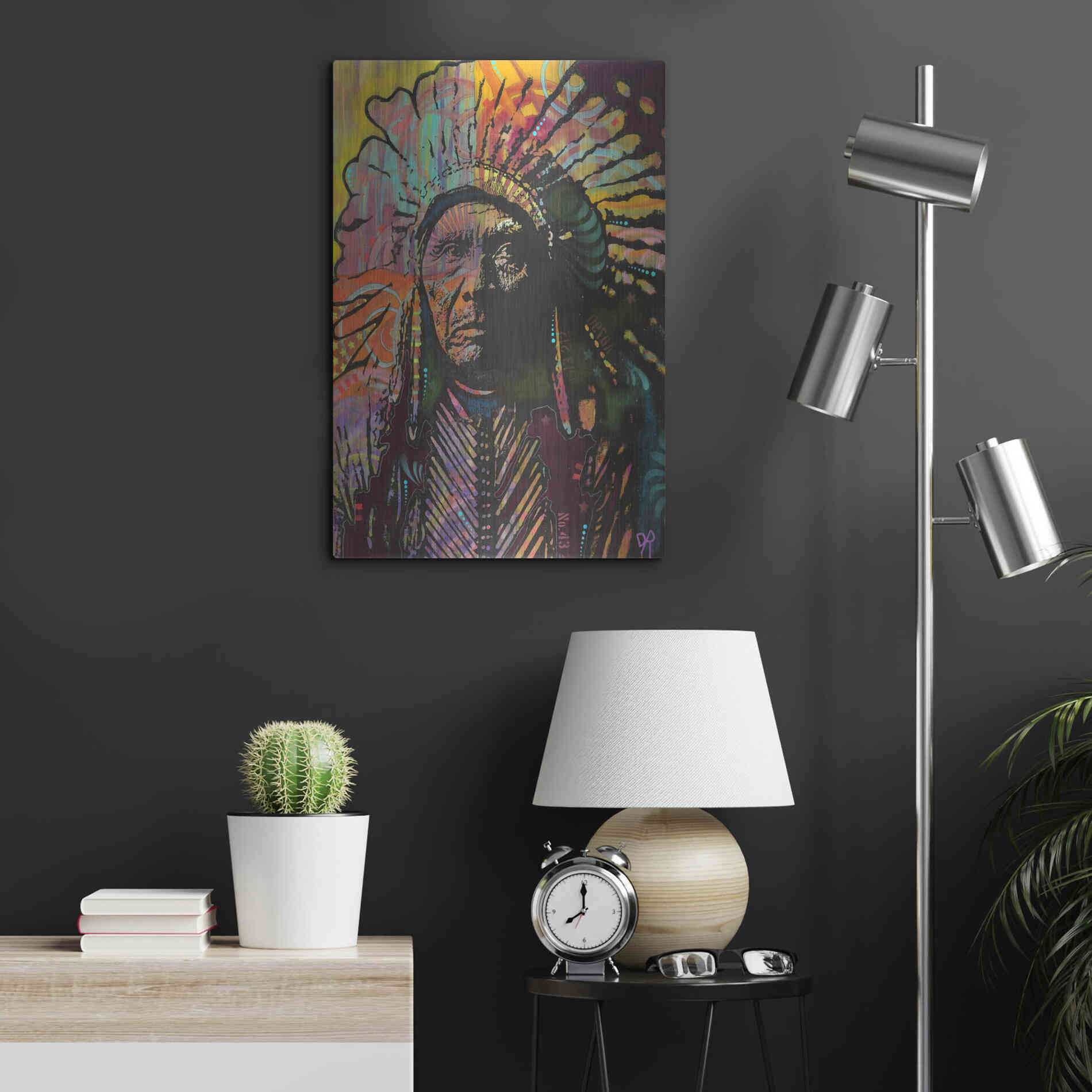 Luxe Metal Art 'Native American IV' by Dean Russo, Metal Wall Art,16x24