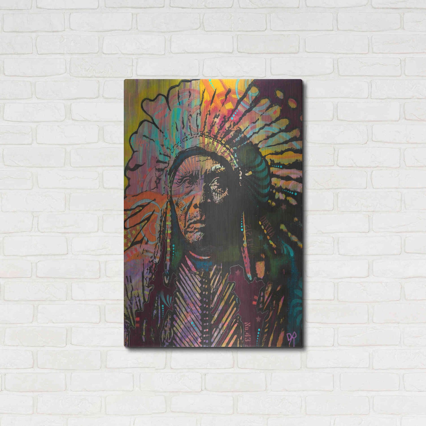 Luxe Metal Art 'Native American IV' by Dean Russo, Metal Wall Art,24x36