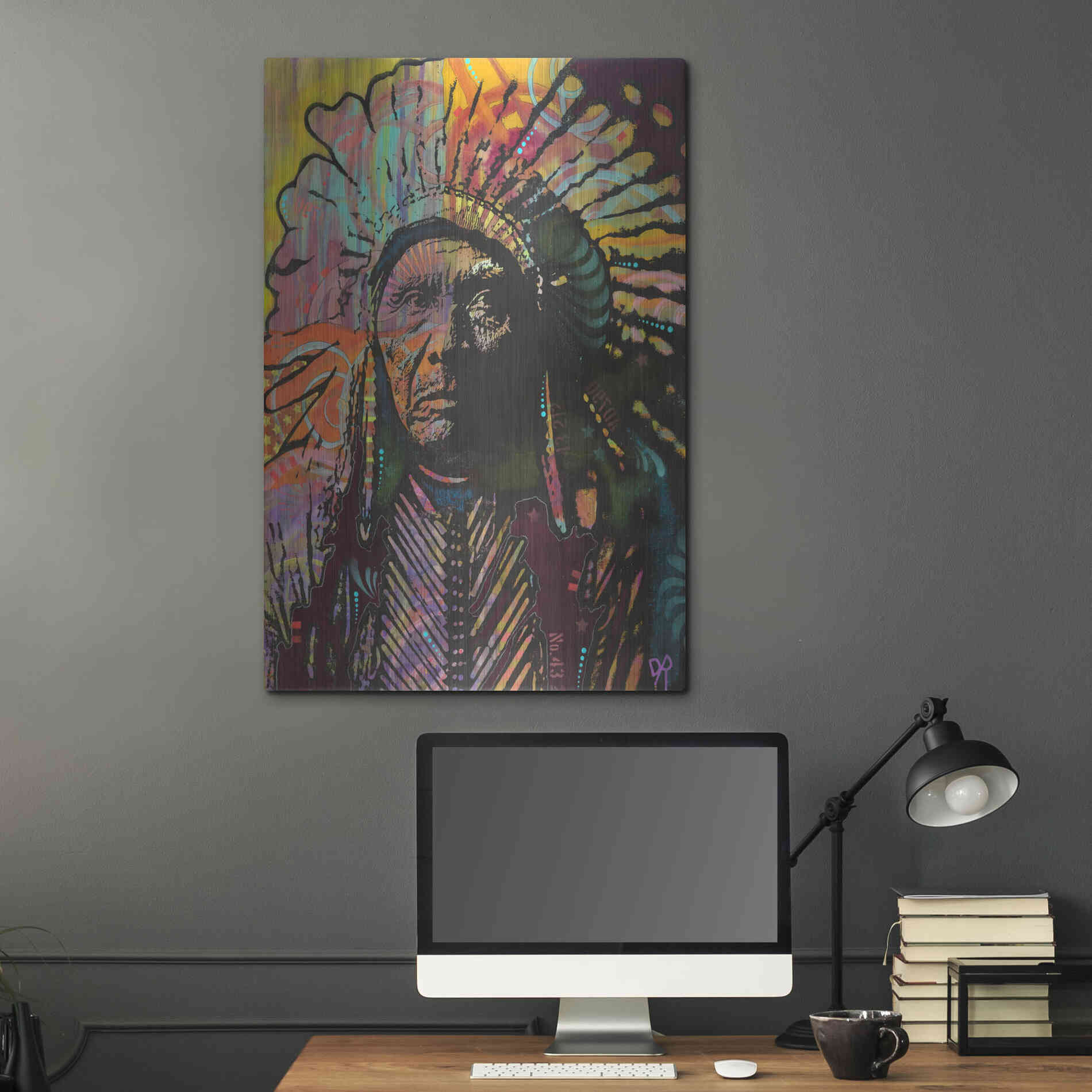 Luxe Metal Art 'Native American IV' by Dean Russo, Metal Wall Art,24x36