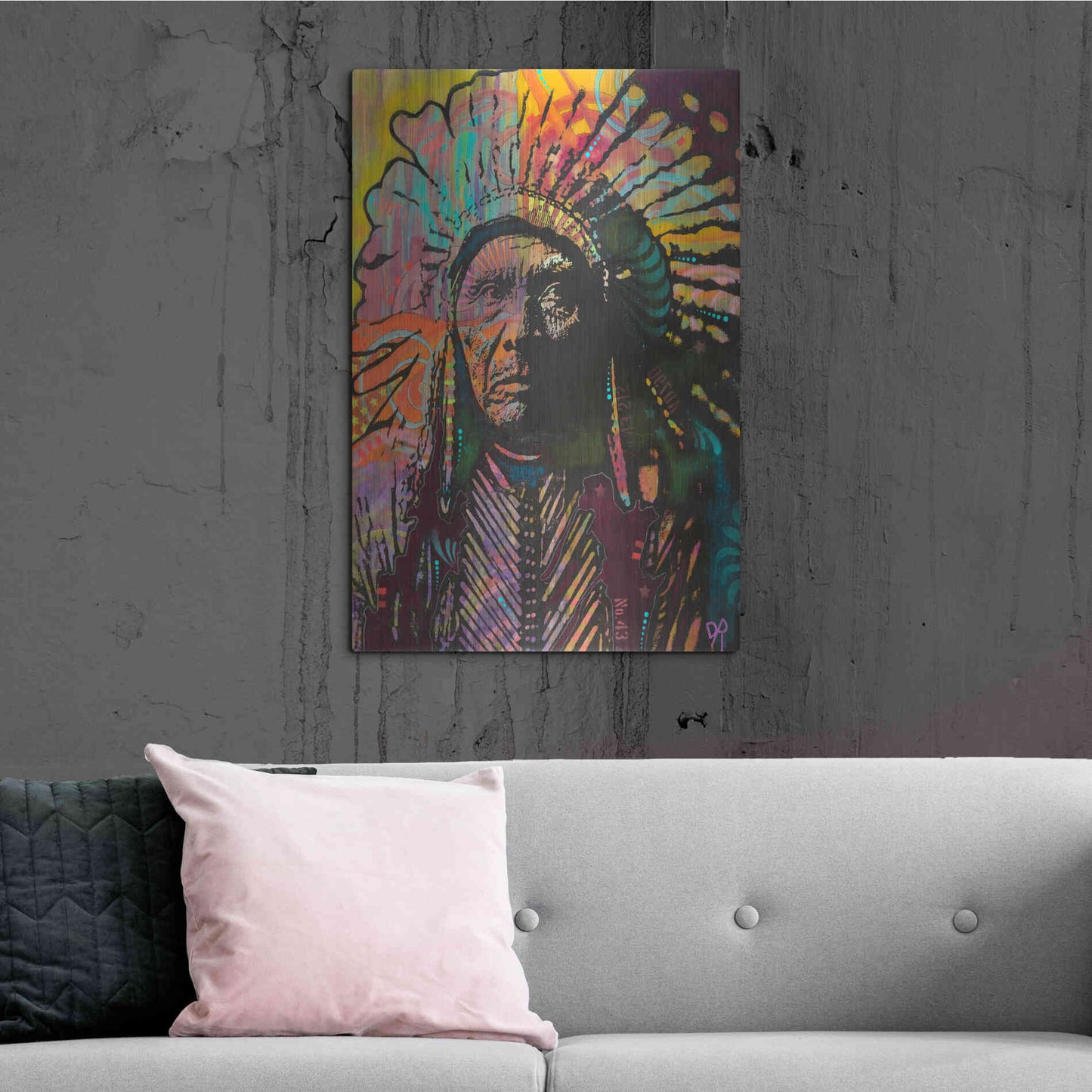 Luxe Metal Art 'Native American IV' by Dean Russo, Metal Wall Art,24x36