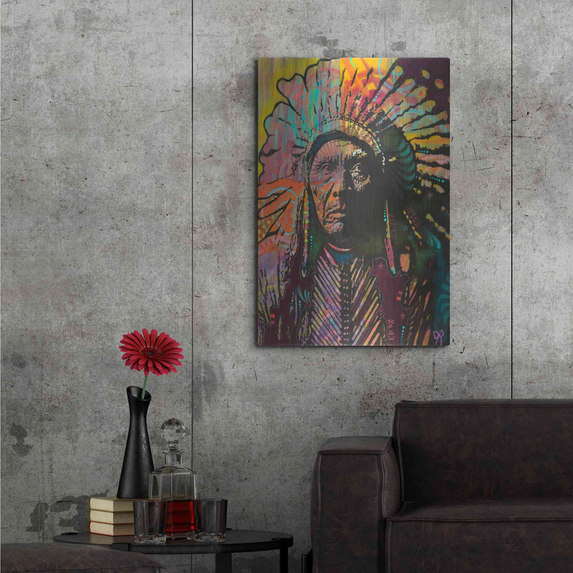 Luxe Metal Art 'Native American IV' by Dean Russo, Metal Wall Art,24x36