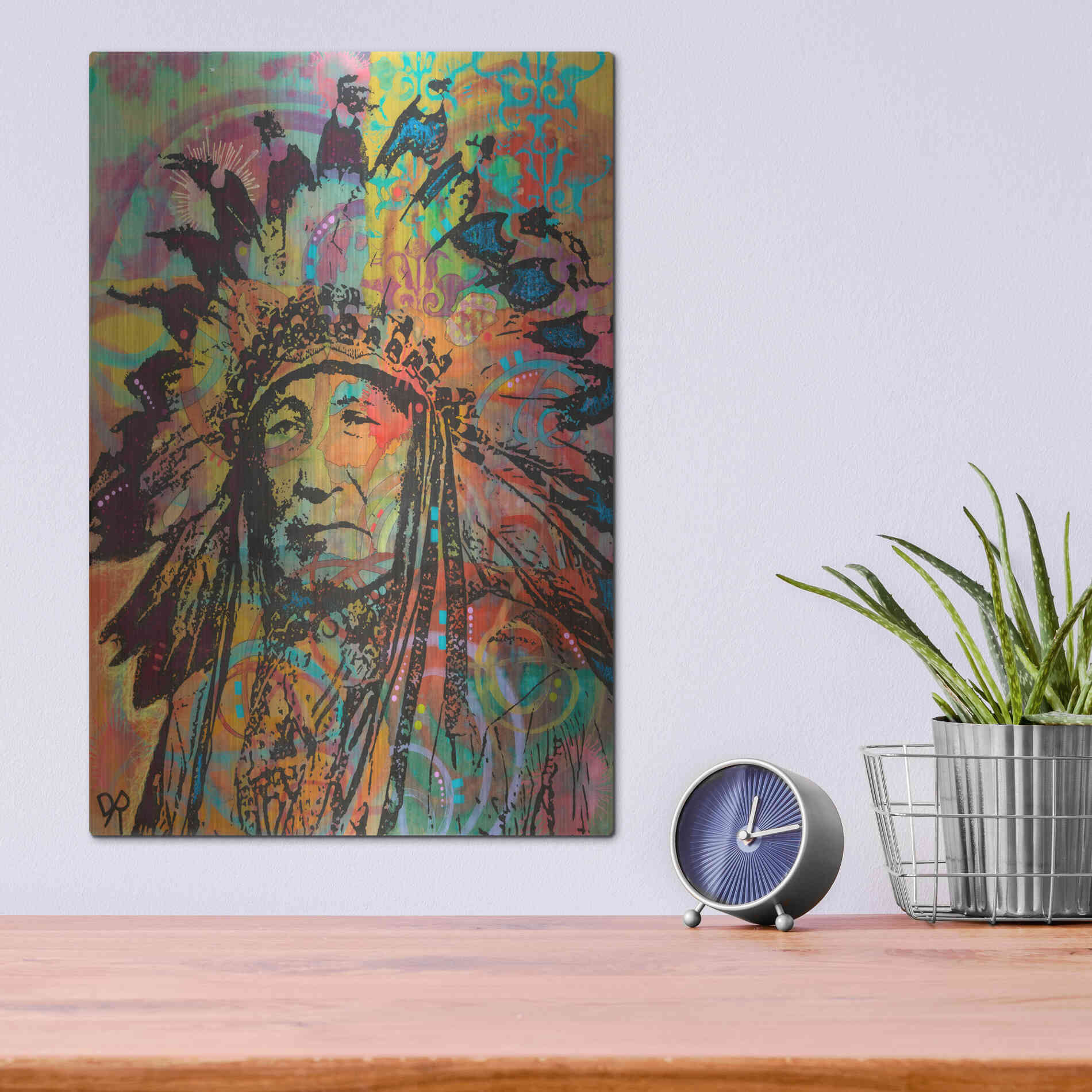 Luxe Metal Art 'Native American V' by Dean Russo, Metal Wall Art,12x16