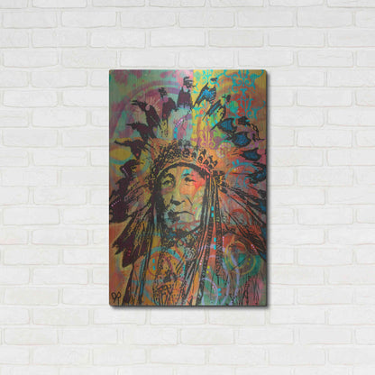 Luxe Metal Art 'Native American V' by Dean Russo, Metal Wall Art,24x36