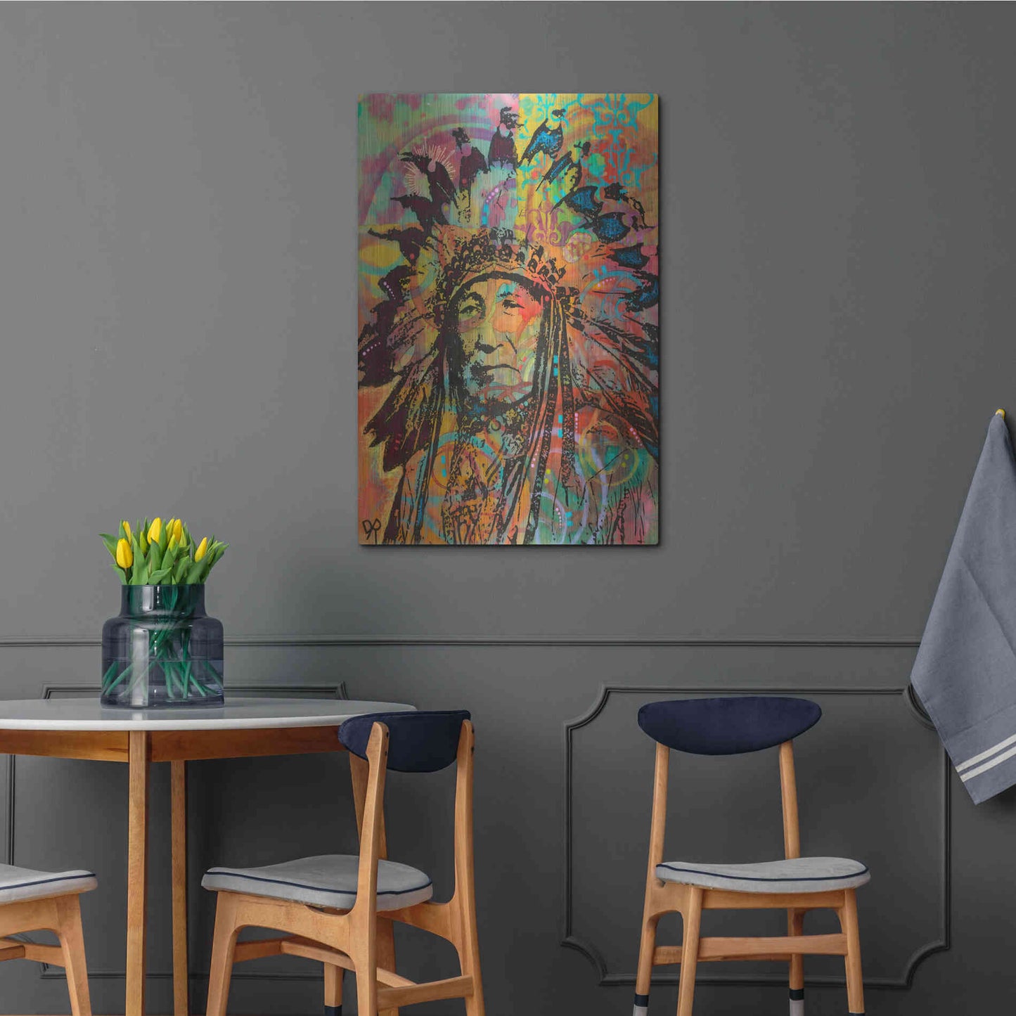 Luxe Metal Art 'Native American V' by Dean Russo, Metal Wall Art,24x36