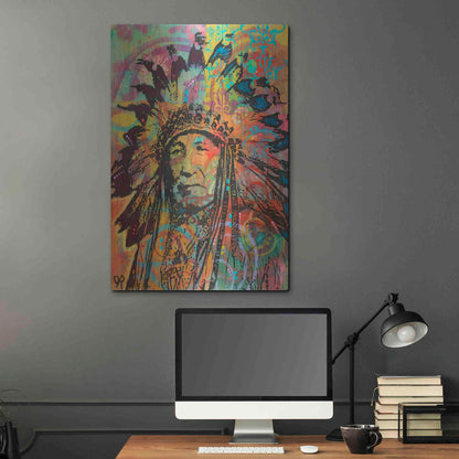 Luxe Metal Art 'Native American V' by Dean Russo, Metal Wall Art,24x36