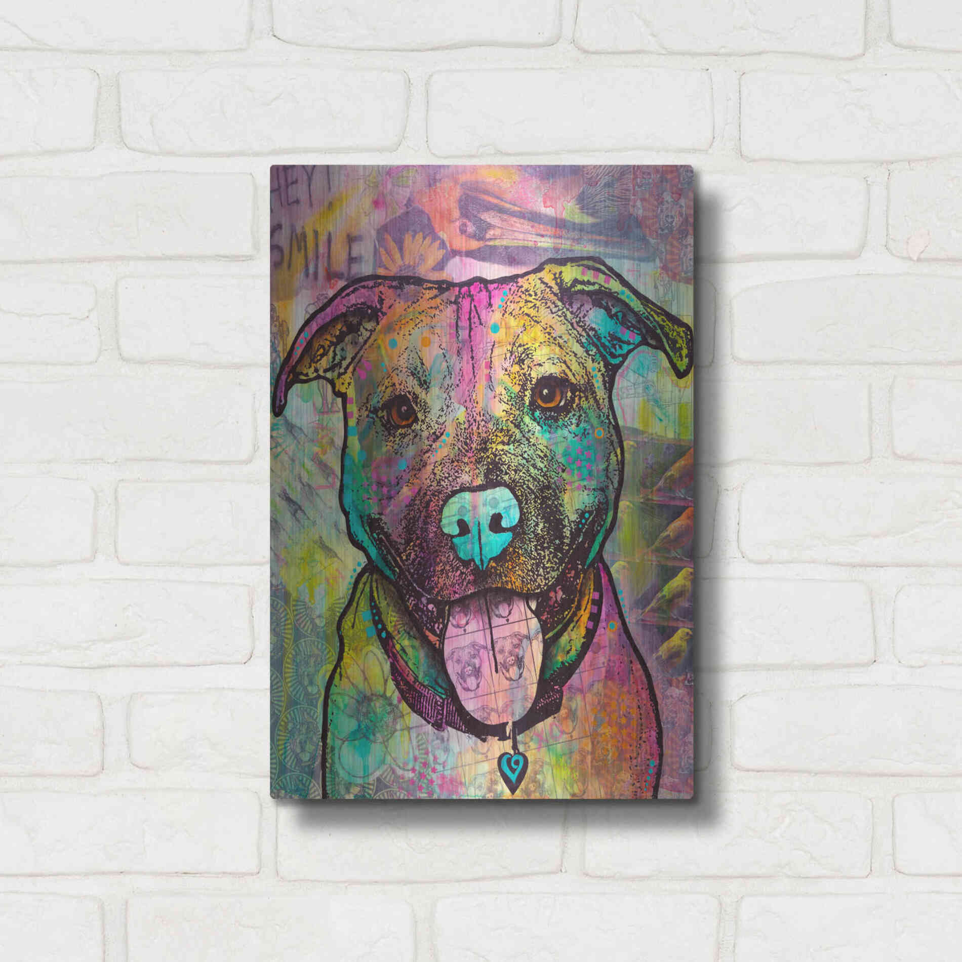 Luxe Metal Art 'Hey Smile' by Dean Russo, Metal Wall Art,12x16