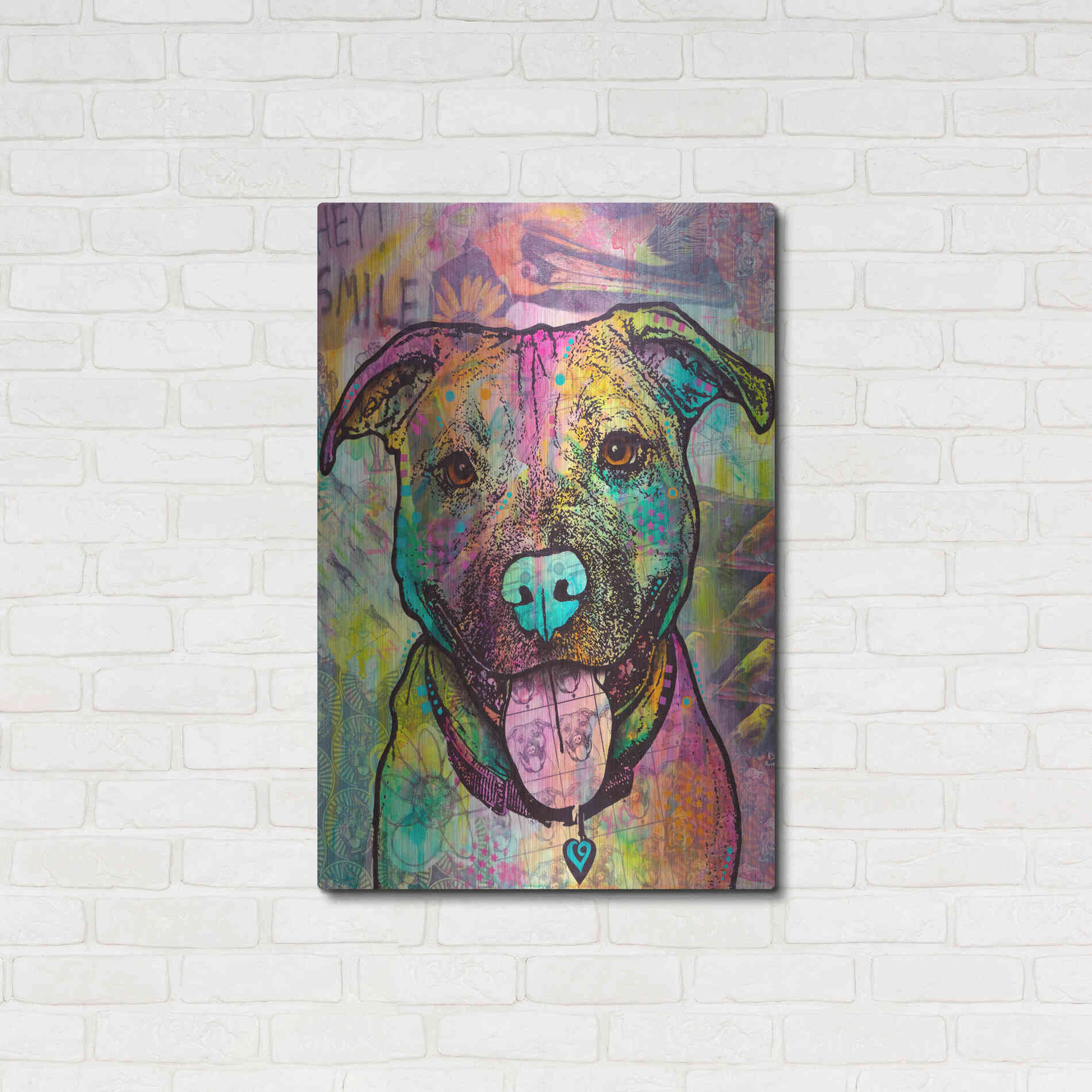 Luxe Metal Art 'Hey Smile' by Dean Russo, Metal Wall Art,24x36