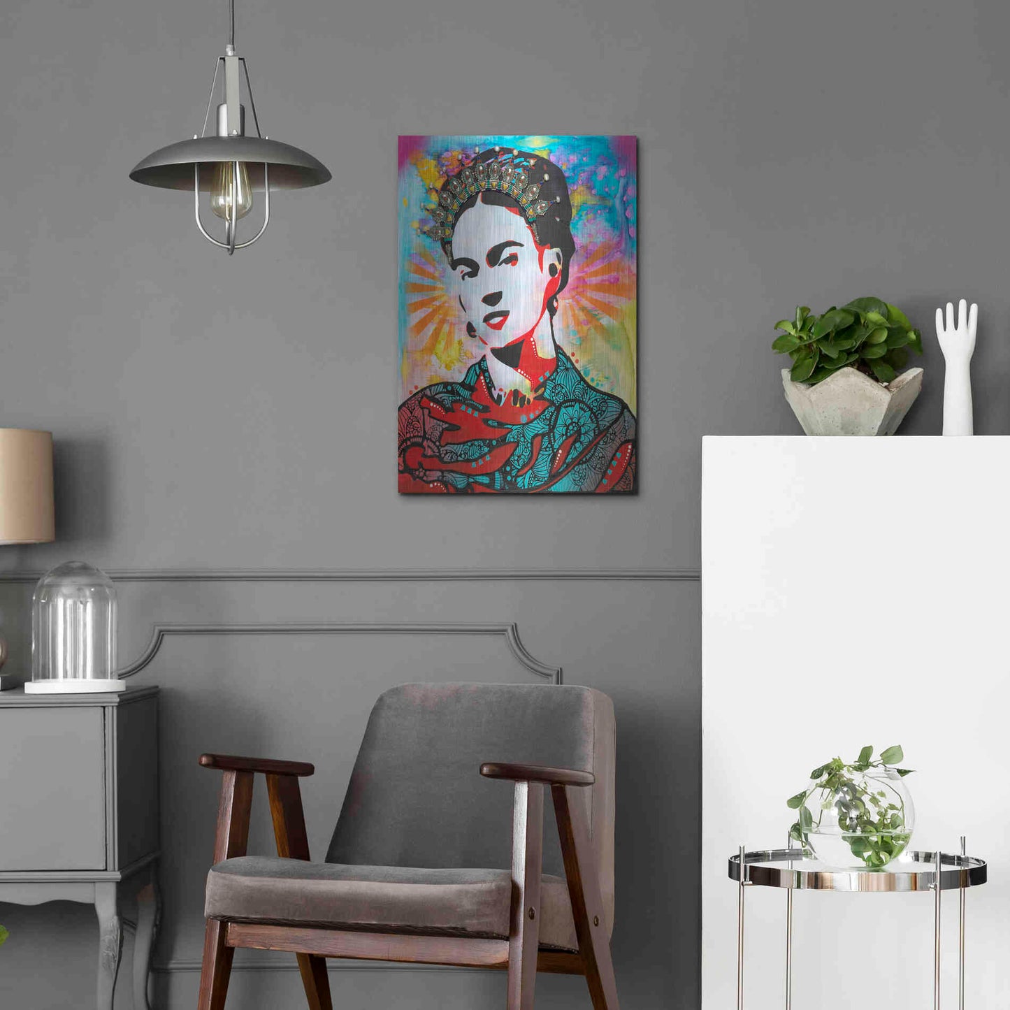 Luxe Metal Art 'Kahlo' by Dean Russo, Metal Wall Art,16x24