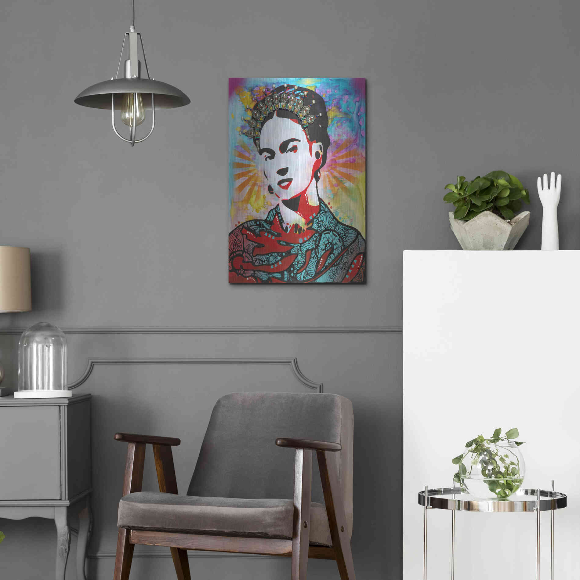 Luxe Metal Art 'Kahlo' by Dean Russo, Metal Wall Art,16x24