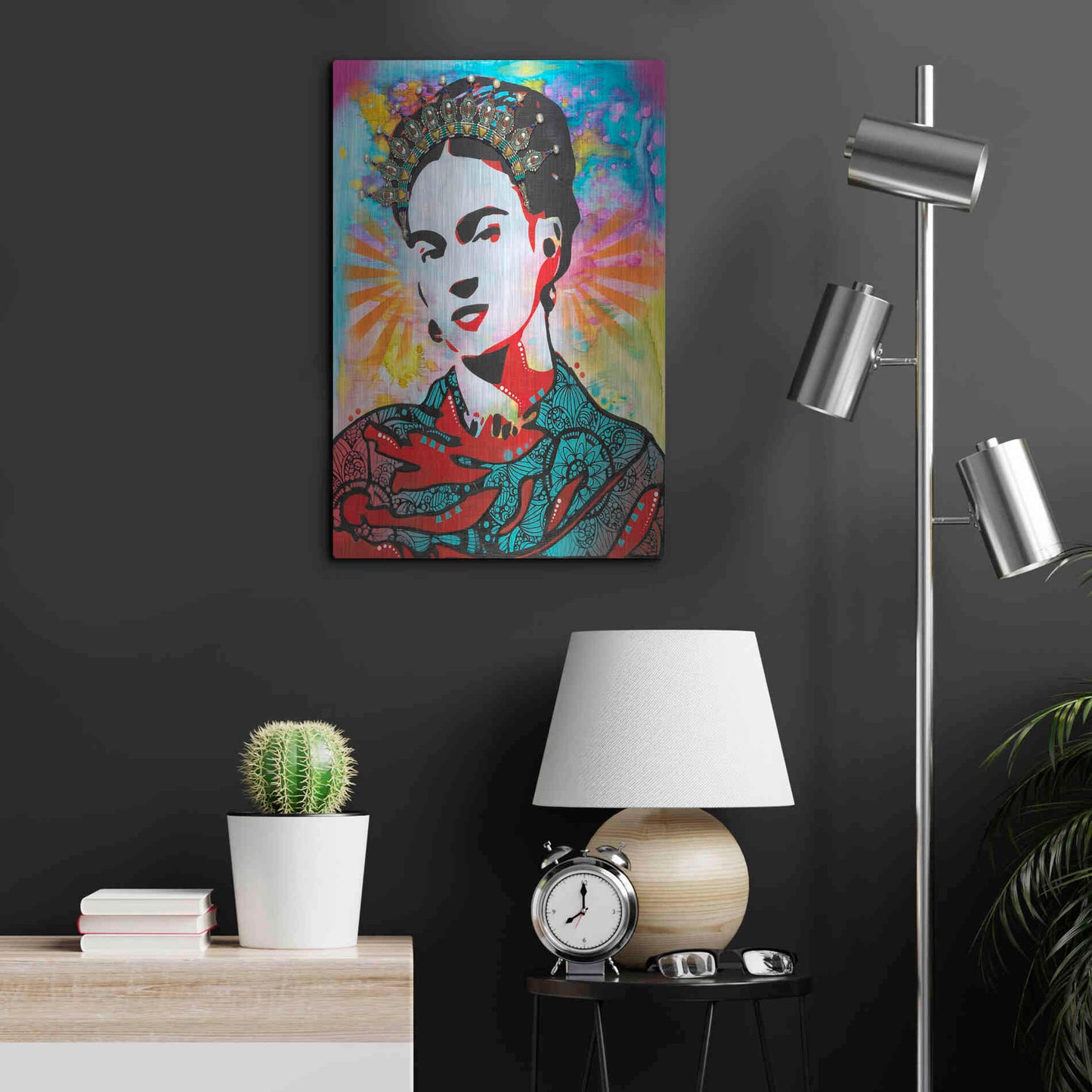 Luxe Metal Art 'Kahlo' by Dean Russo, Metal Wall Art,16x24