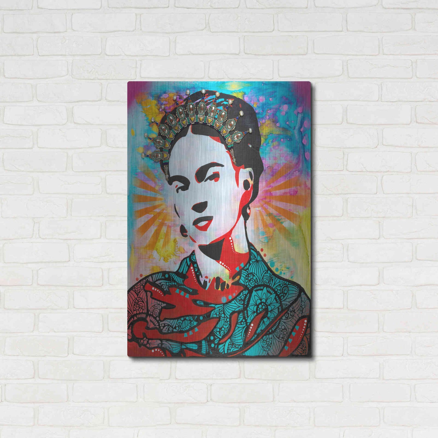 Luxe Metal Art 'Kahlo' by Dean Russo, Metal Wall Art,24x36