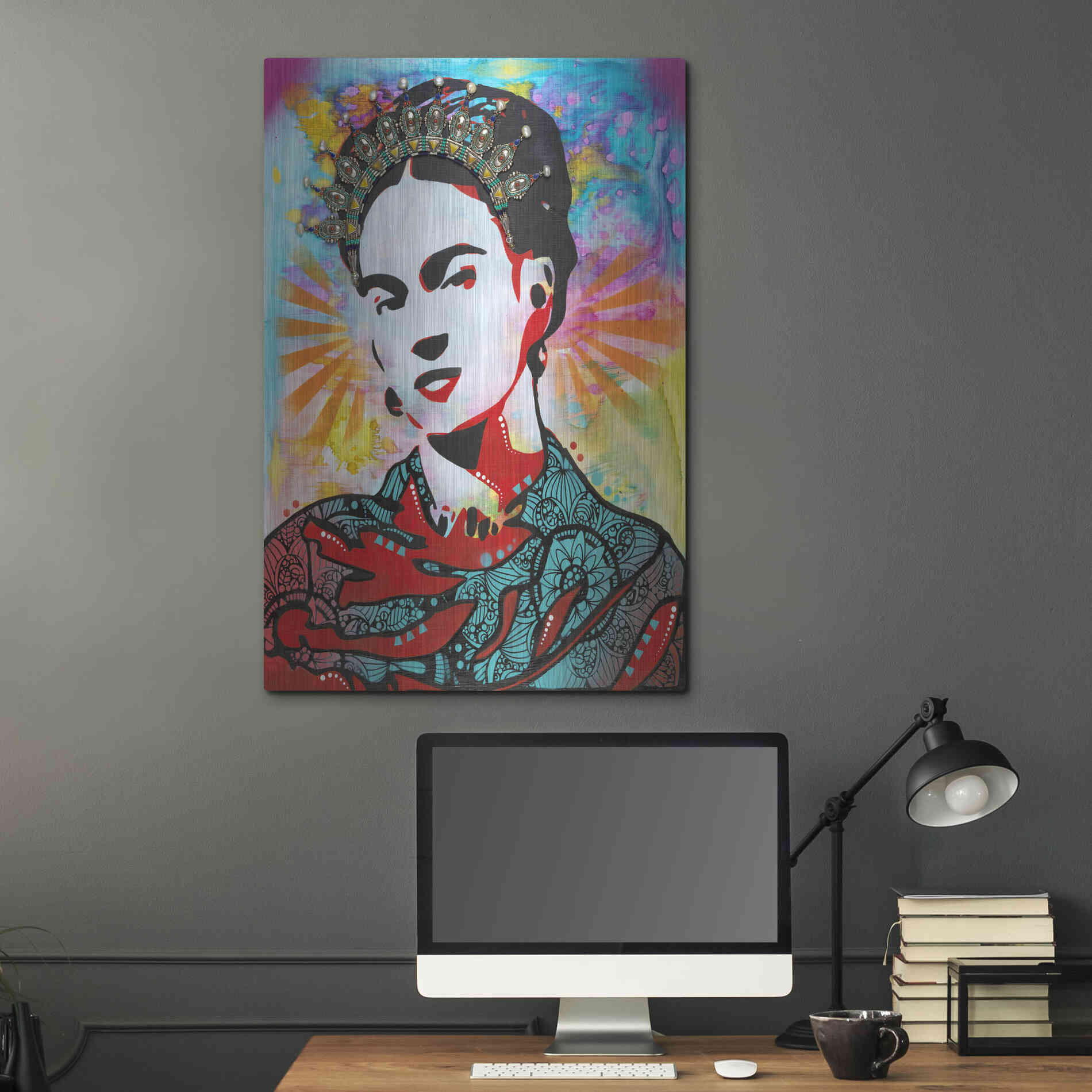 Luxe Metal Art 'Kahlo' by Dean Russo, Metal Wall Art,24x36