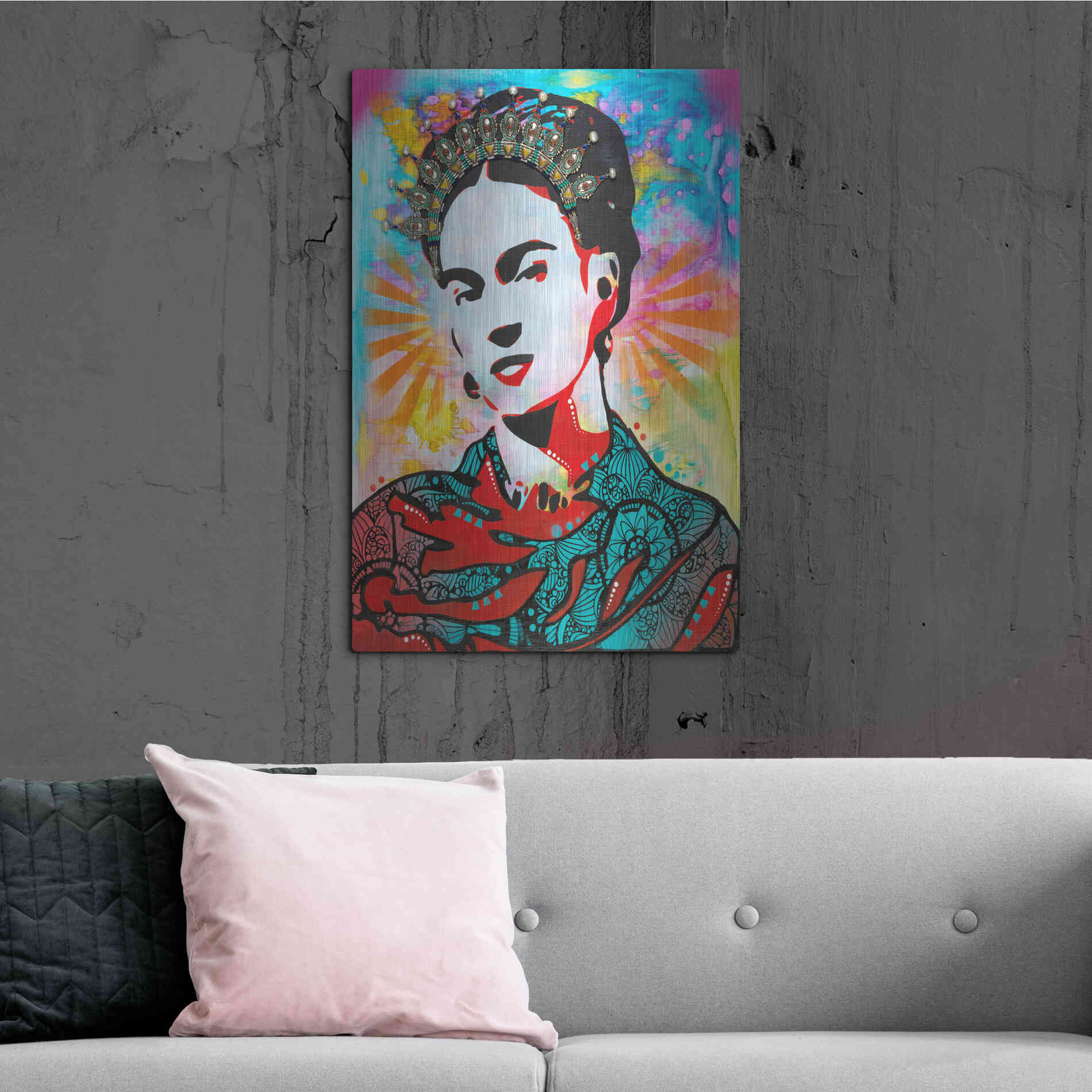 Luxe Metal Art 'Kahlo' by Dean Russo, Metal Wall Art,24x36