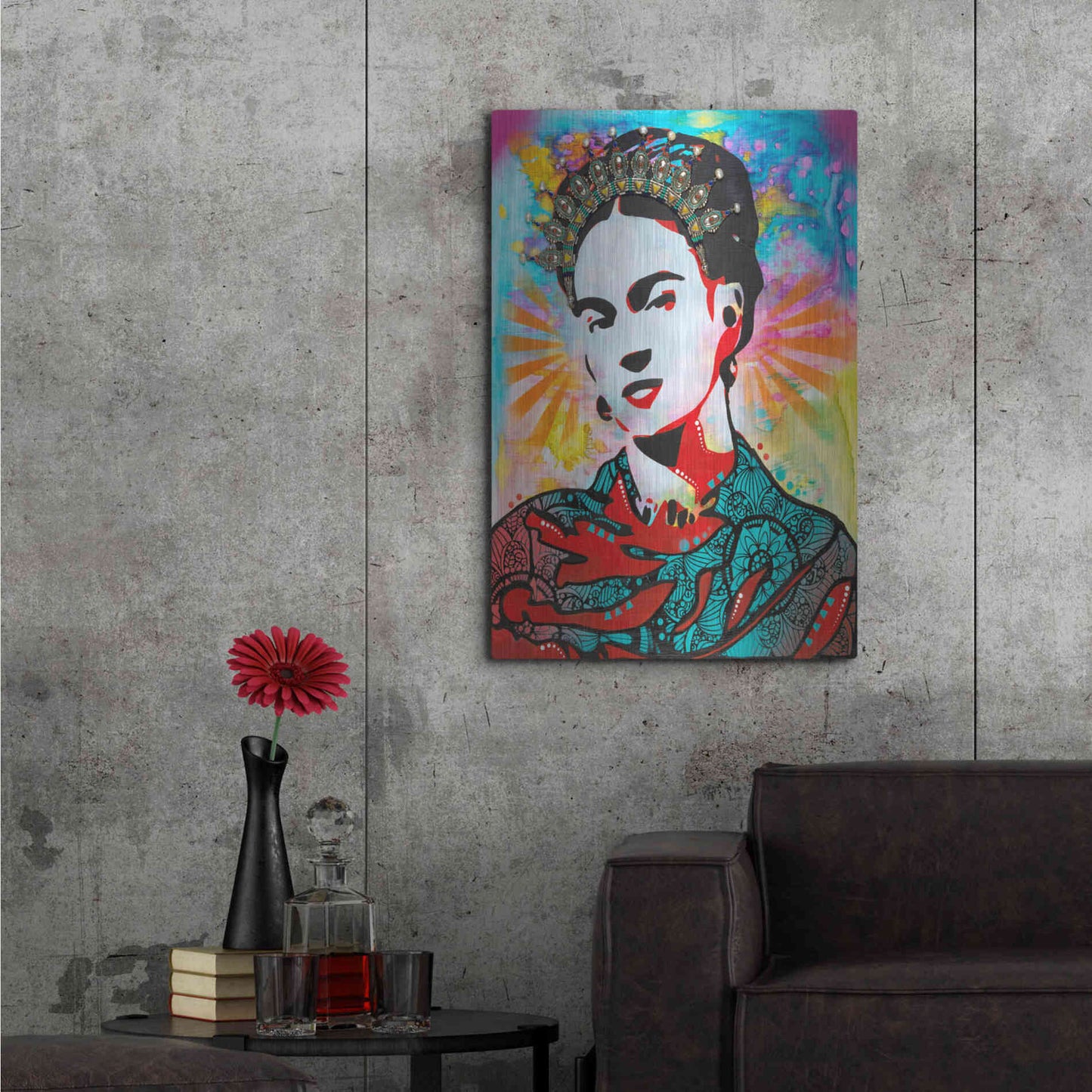 Luxe Metal Art 'Kahlo' by Dean Russo, Metal Wall Art,24x36