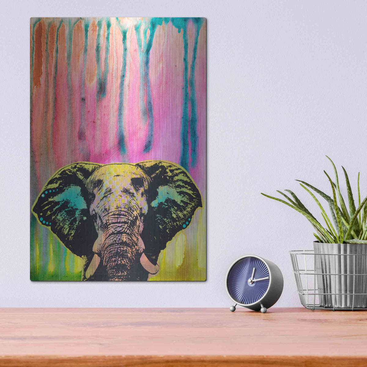 Luxe Metal Art 'Elephant 3' by Dean Russo, Metal Wall Art,12x16