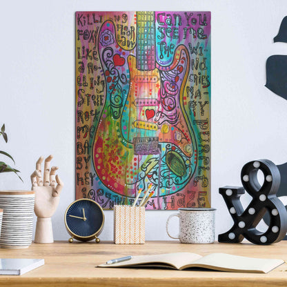 Luxe Metal Art 'Jimmies Guitar' by Dean Russo, Metal Wall Art,12x16