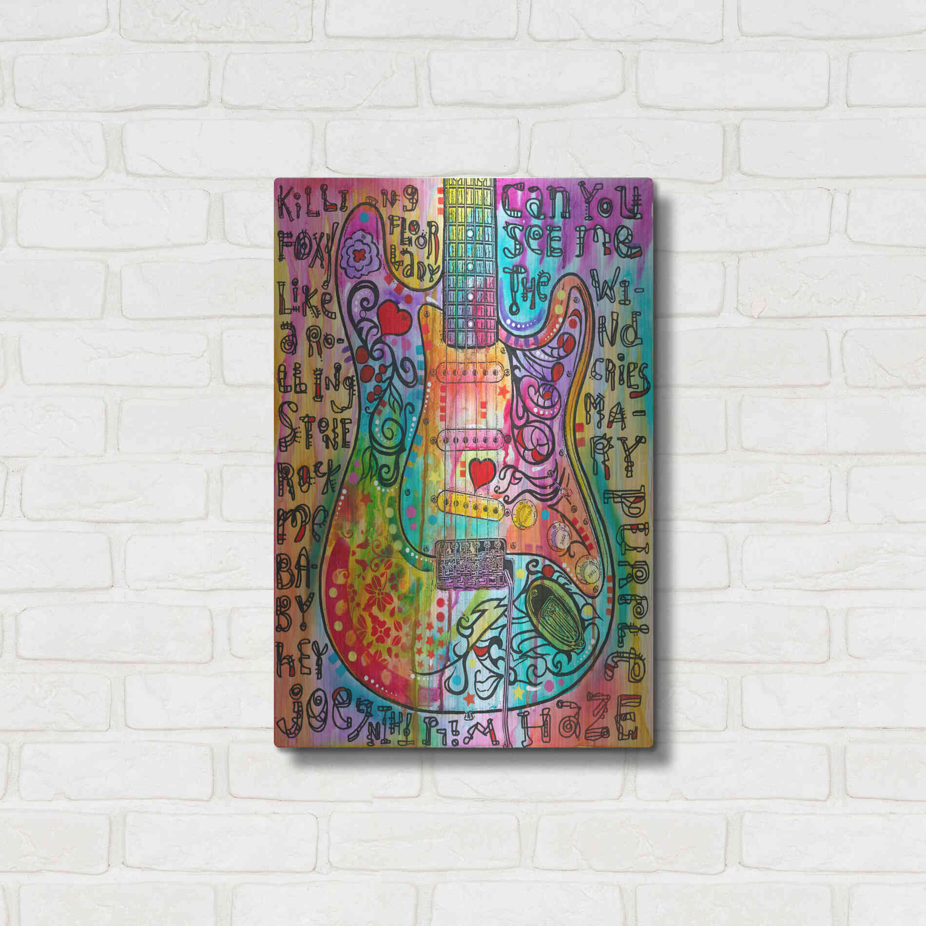 Luxe Metal Art 'Jimmies Guitar' by Dean Russo, Metal Wall Art,16x24