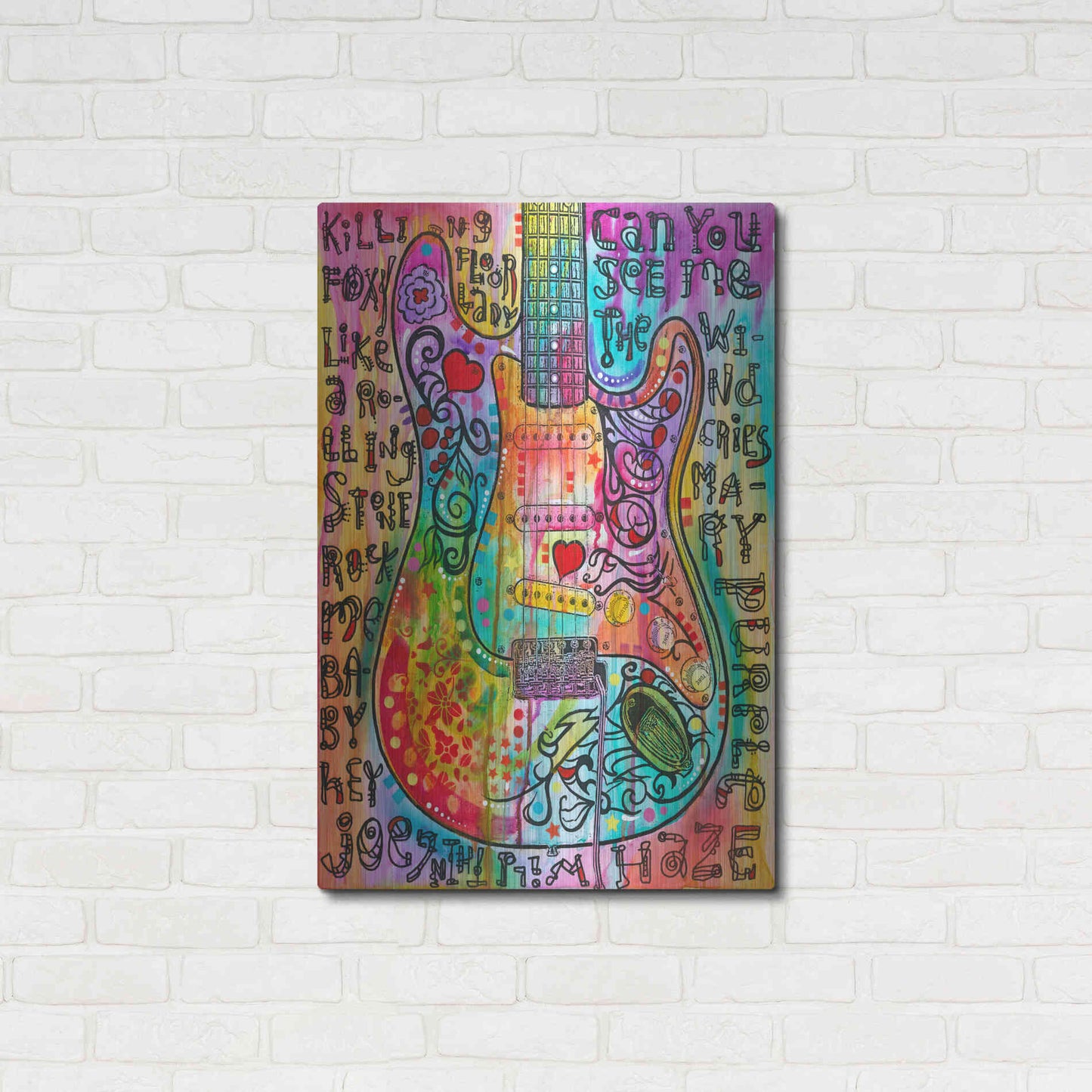 Luxe Metal Art 'Jimmies Guitar' by Dean Russo, Metal Wall Art,24x36