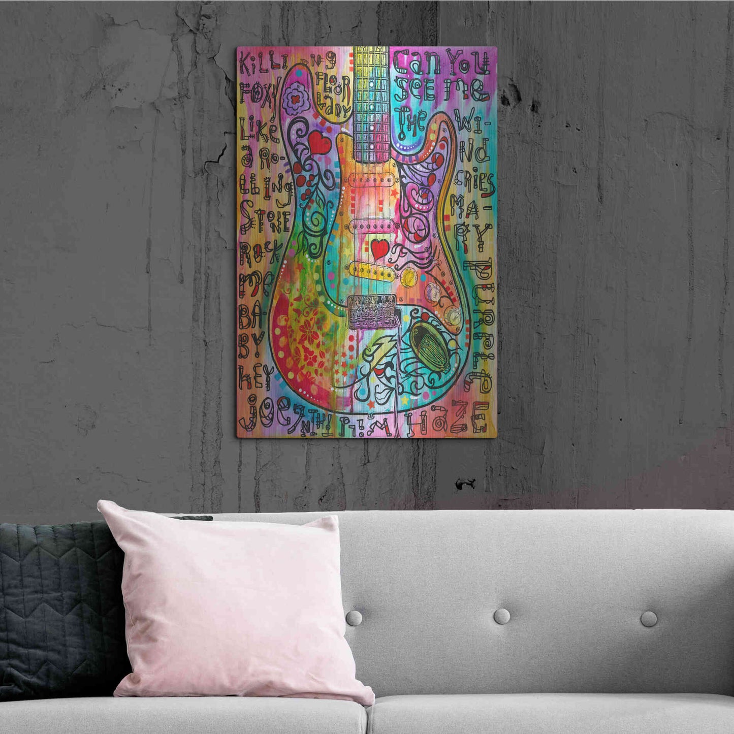 Luxe Metal Art 'Jimmies Guitar' by Dean Russo, Metal Wall Art,24x36