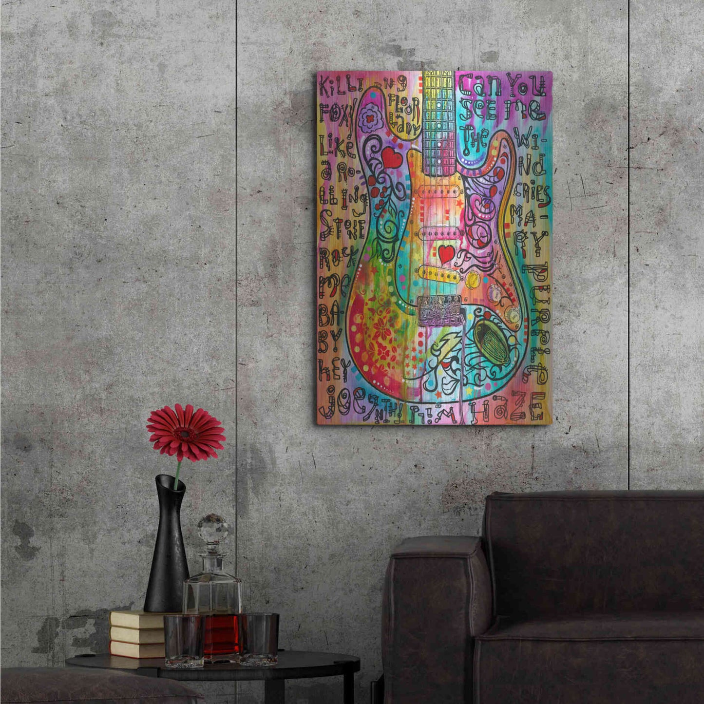 Luxe Metal Art 'Jimmies Guitar' by Dean Russo, Metal Wall Art,24x36