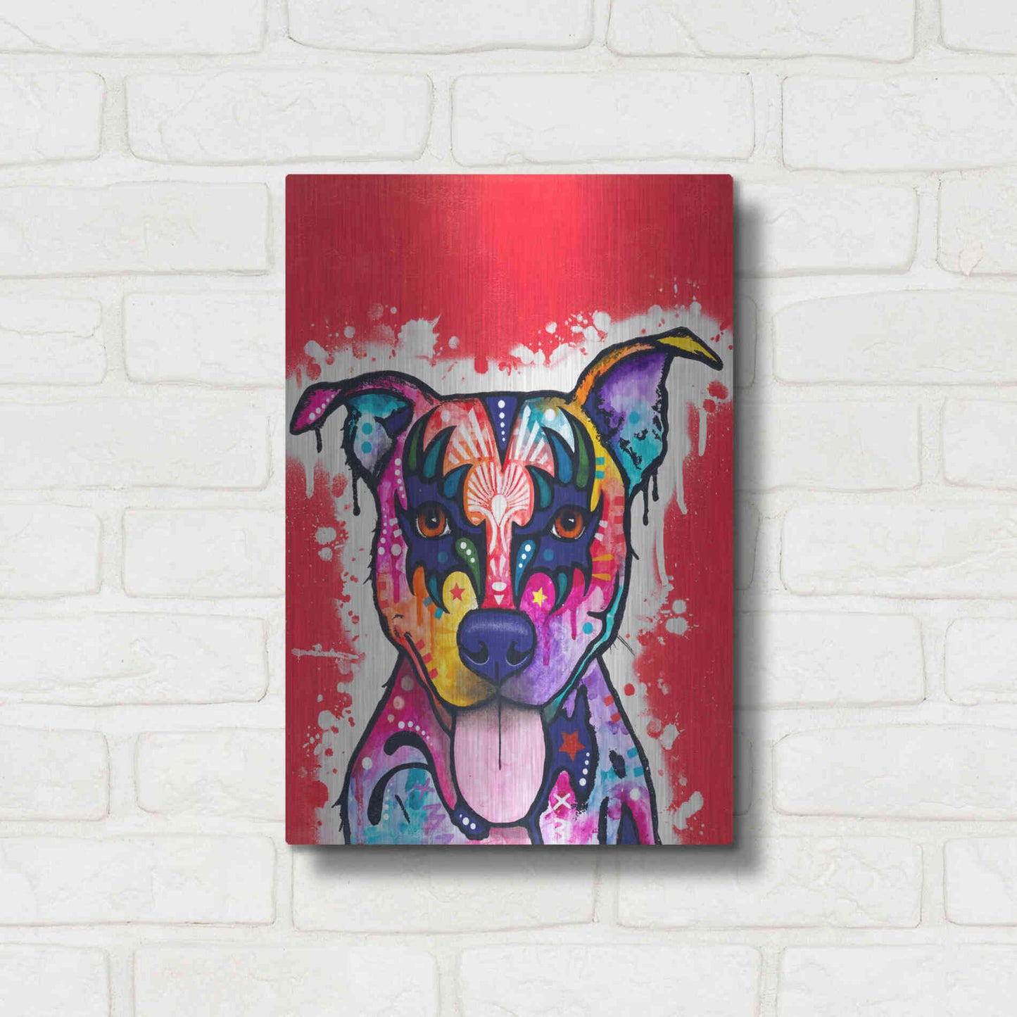 Luxe Metal Art 'Kiss Dog' by Dean Russo, Metal Wall Art,12x16