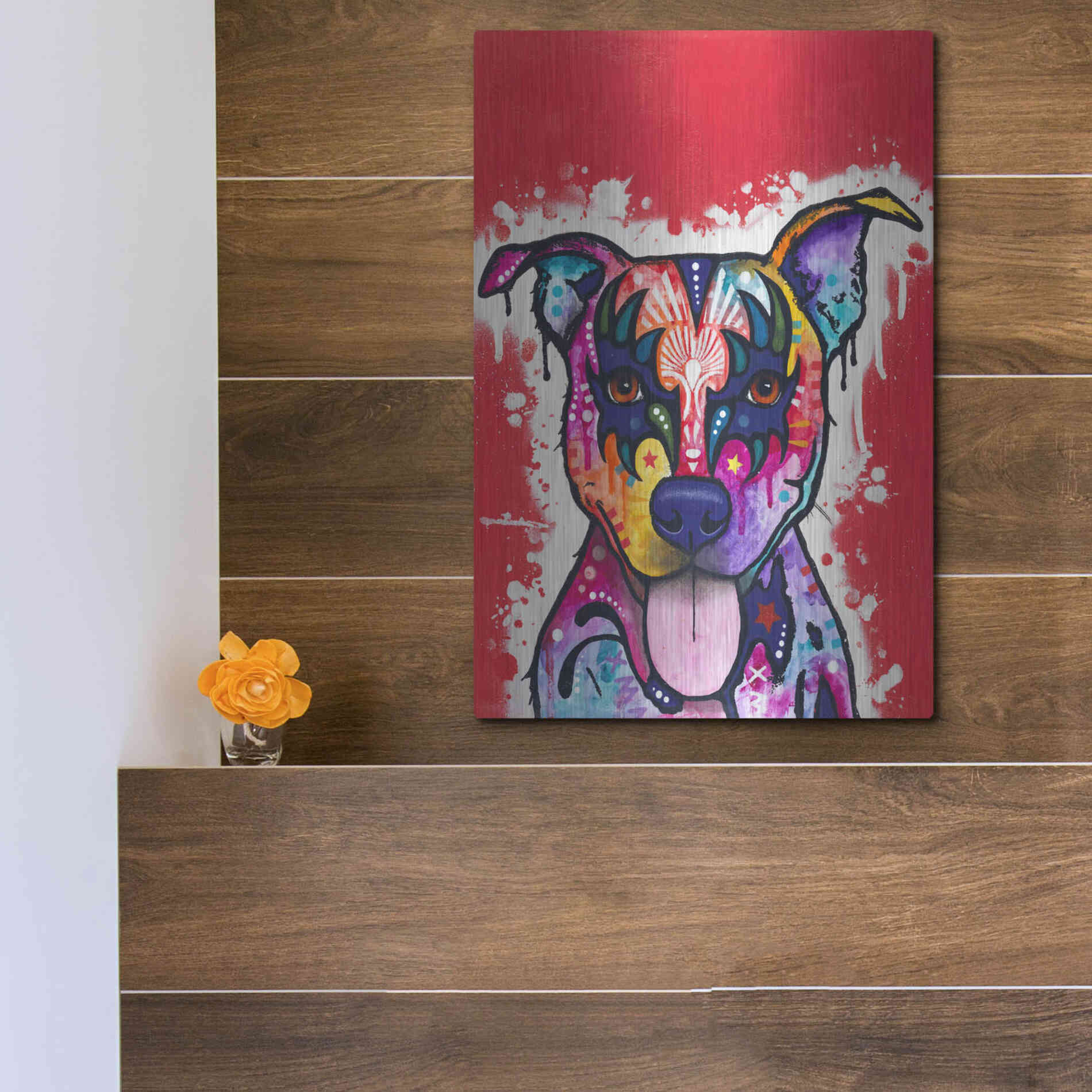 Luxe Metal Art 'Kiss Dog' by Dean Russo, Metal Wall Art,12x16