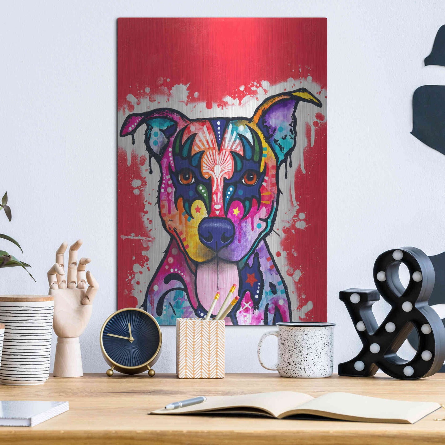 Luxe Metal Art 'Kiss Dog' by Dean Russo, Metal Wall Art,12x16