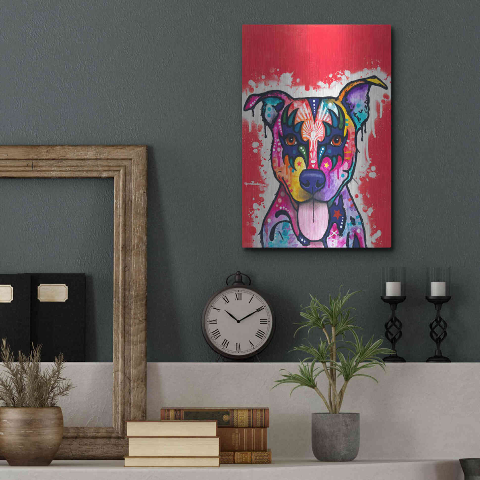 Luxe Metal Art 'Kiss Dog' by Dean Russo, Metal Wall Art,12x16