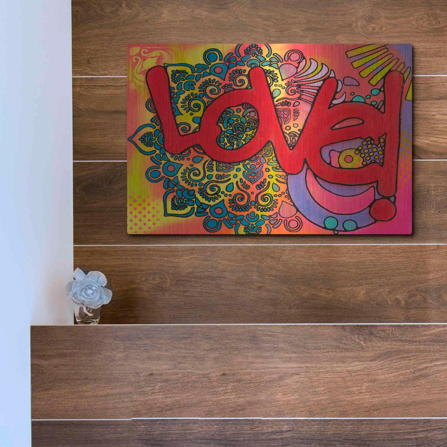 Luxe Metal Art 'Love I' by Dean Russo, Metal Wall Art,16x12