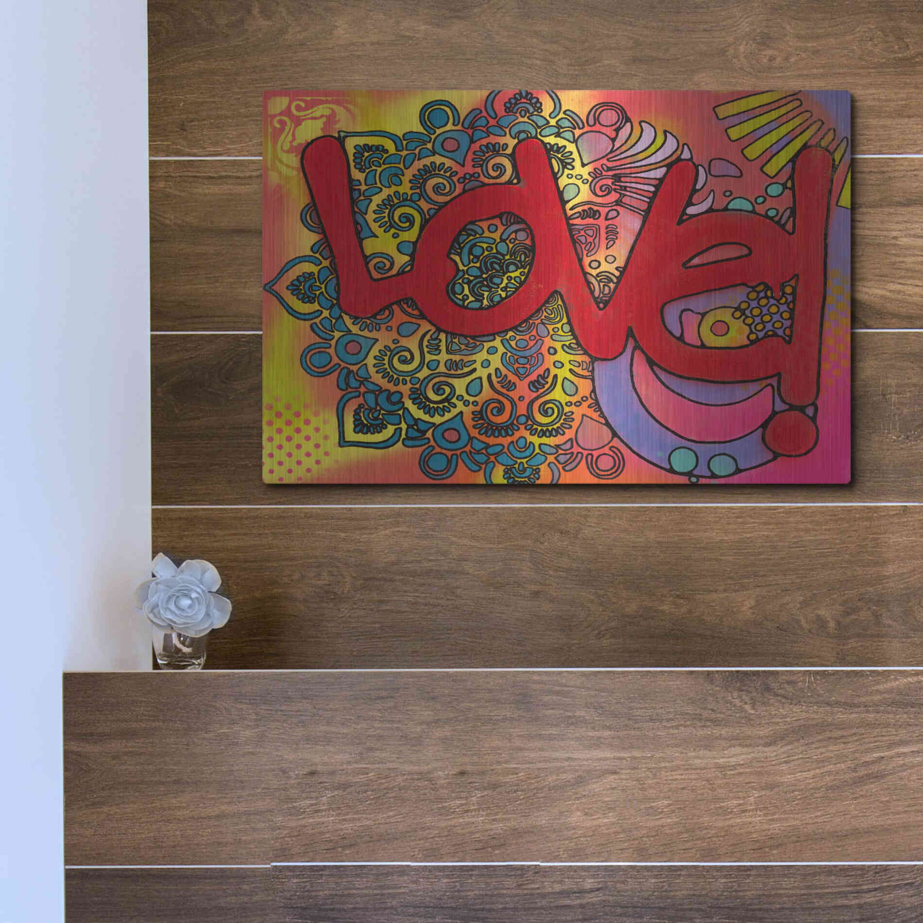 Luxe Metal Art 'Love I' by Dean Russo, Metal Wall Art,16x12