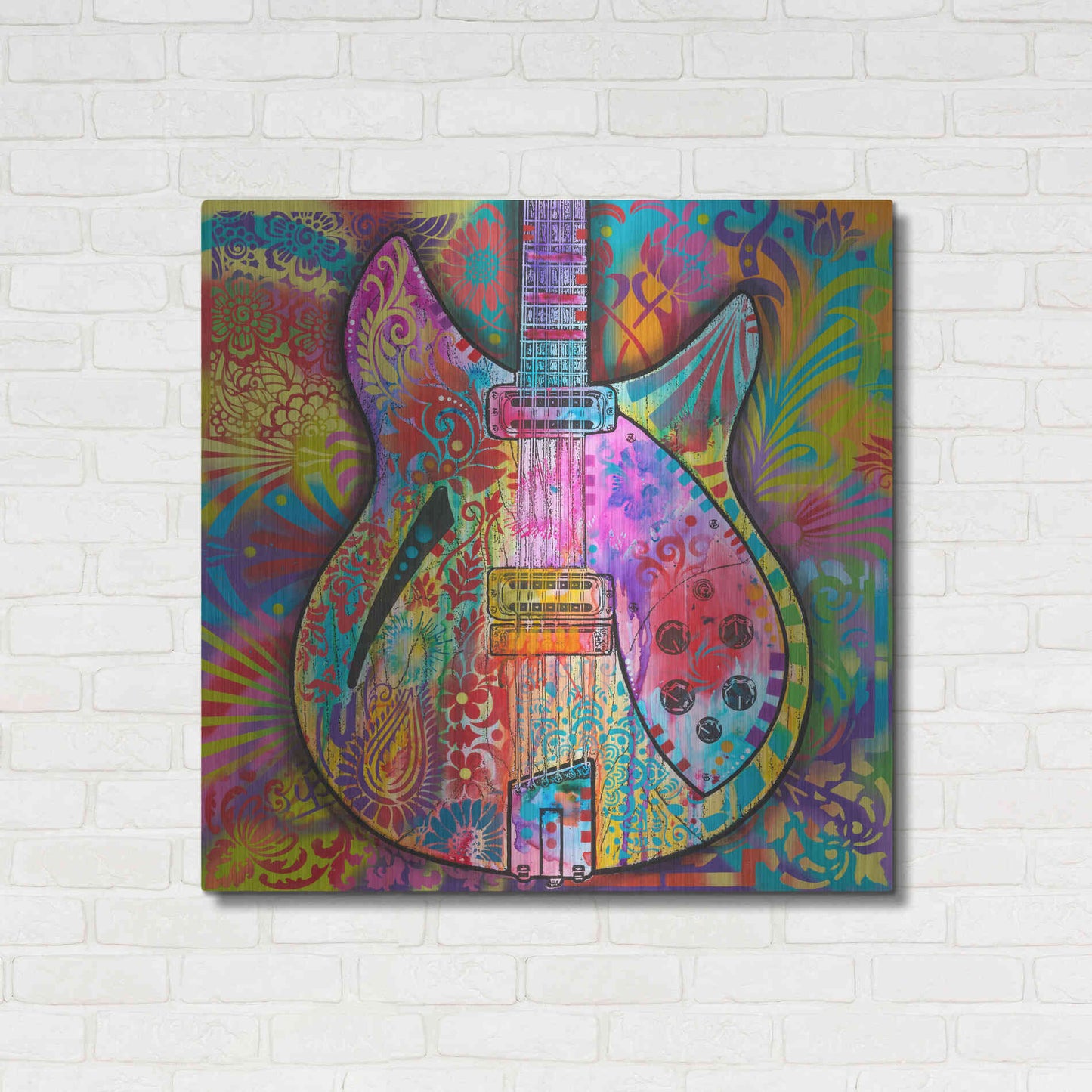 Luxe Metal Art 'Vintage 12 String' by Dean Russo, Metal Wall Art,36x36