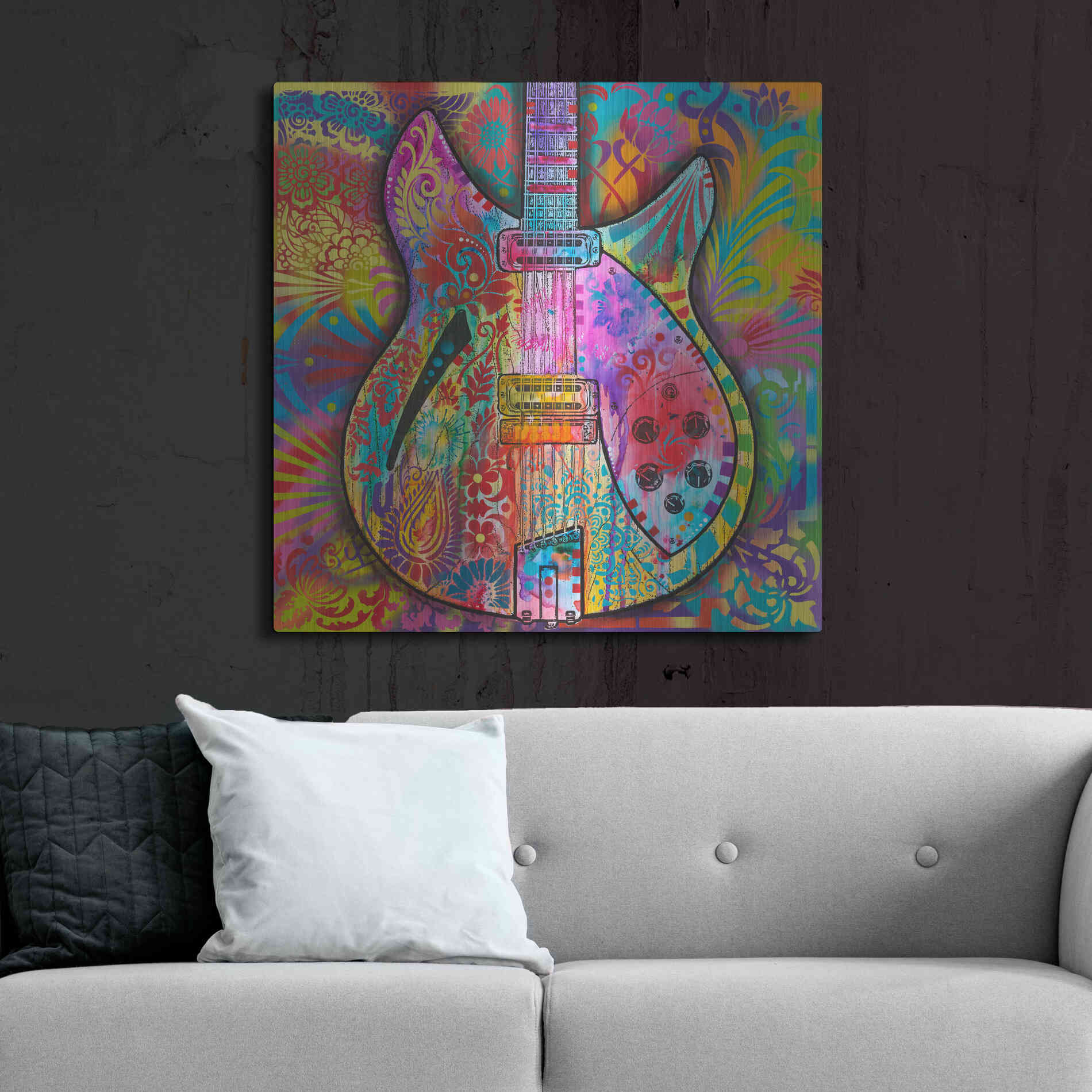 Luxe Metal Art 'Vintage 12 String' by Dean Russo, Metal Wall Art,36x36