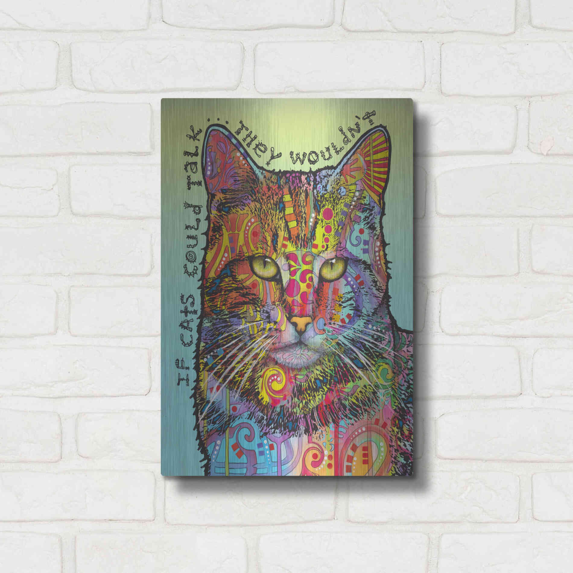 Luxe Metal Art 'If Cats Could Talk' by Dean Russo, Metal Wall Art,12x16