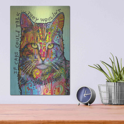 Luxe Metal Art 'If Cats Could Talk' by Dean Russo, Metal Wall Art,12x16