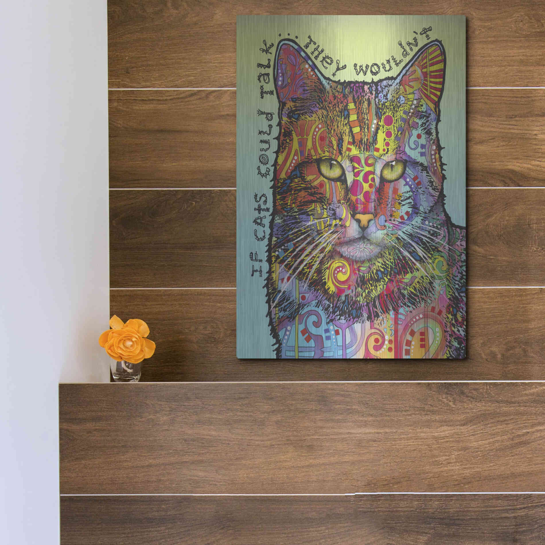 Luxe Metal Art 'If Cats Could Talk' by Dean Russo, Metal Wall Art,12x16