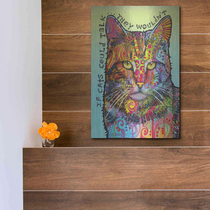 Luxe Metal Art 'If Cats Could Talk' by Dean Russo, Metal Wall Art,12x16