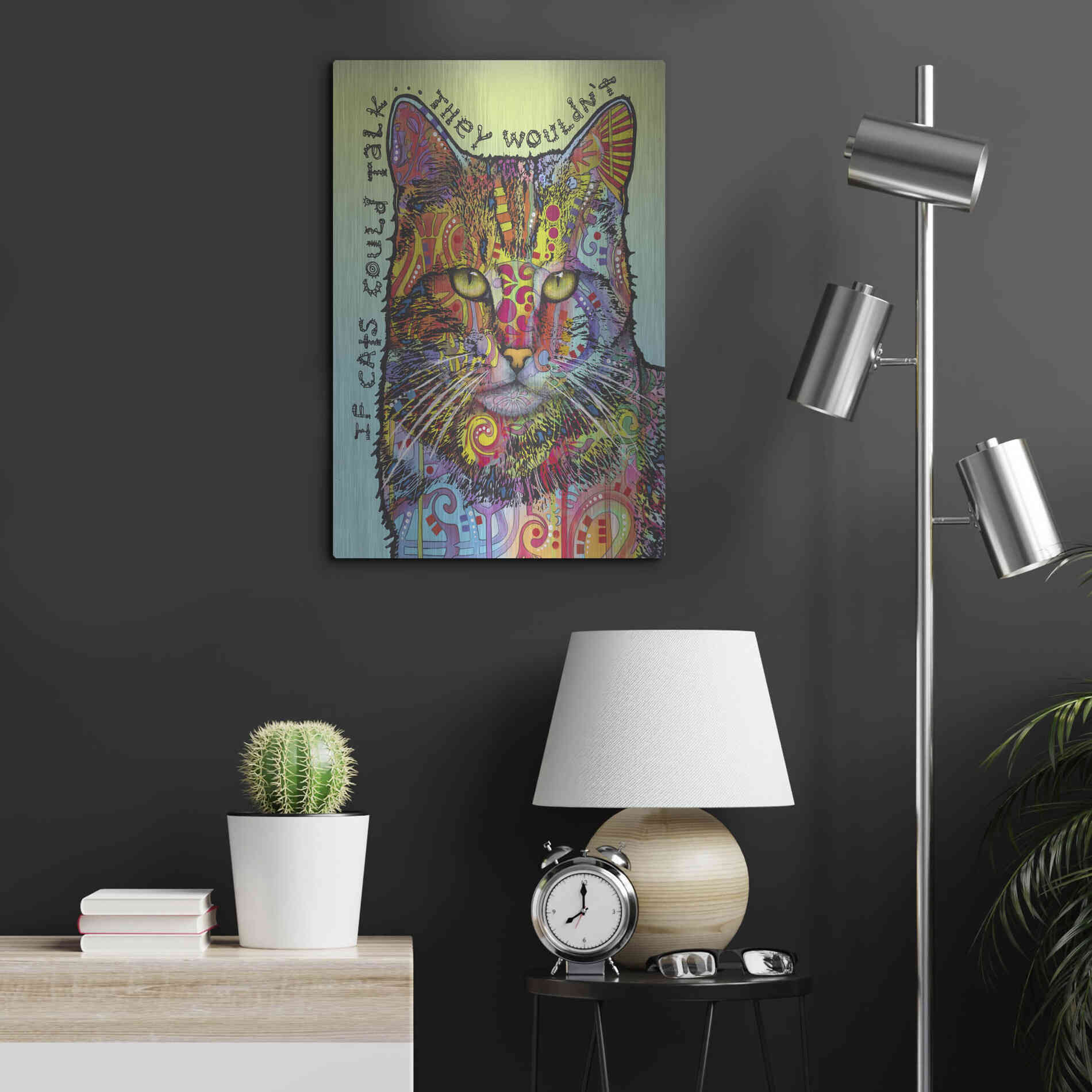 Luxe Metal Art 'If Cats Could Talk' by Dean Russo, Metal Wall Art,16x24