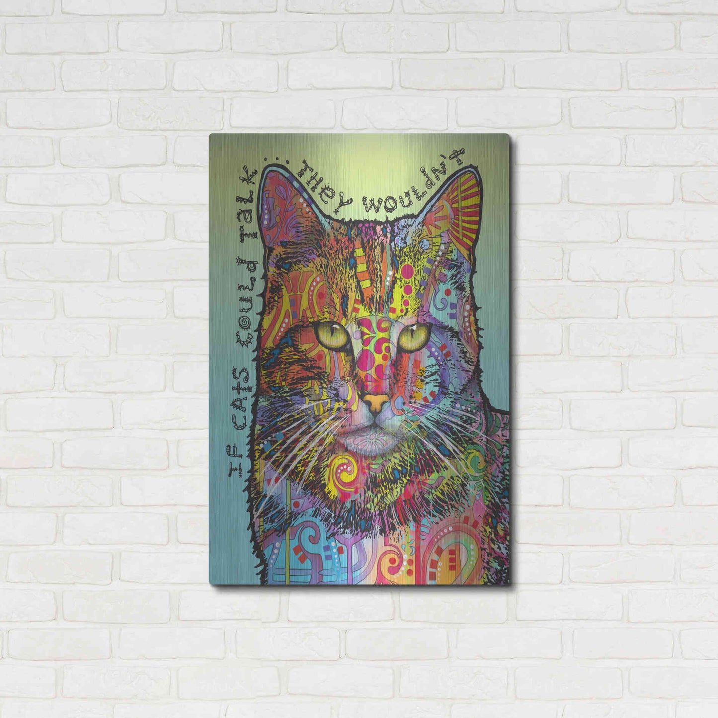 Luxe Metal Art 'If Cats Could Talk' by Dean Russo, Metal Wall Art,24x36