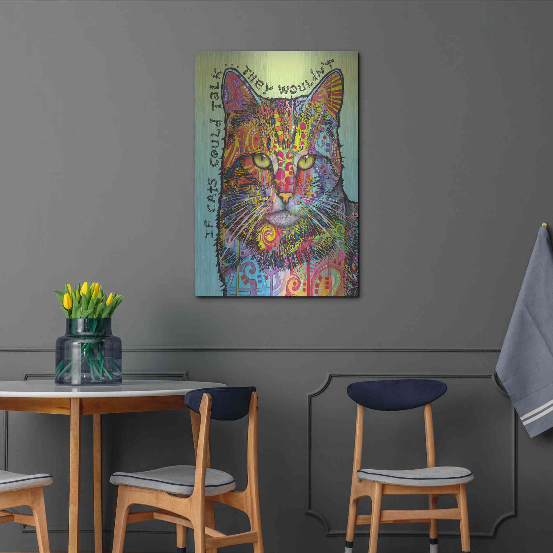 Luxe Metal Art 'If Cats Could Talk' by Dean Russo, Metal Wall Art,24x36