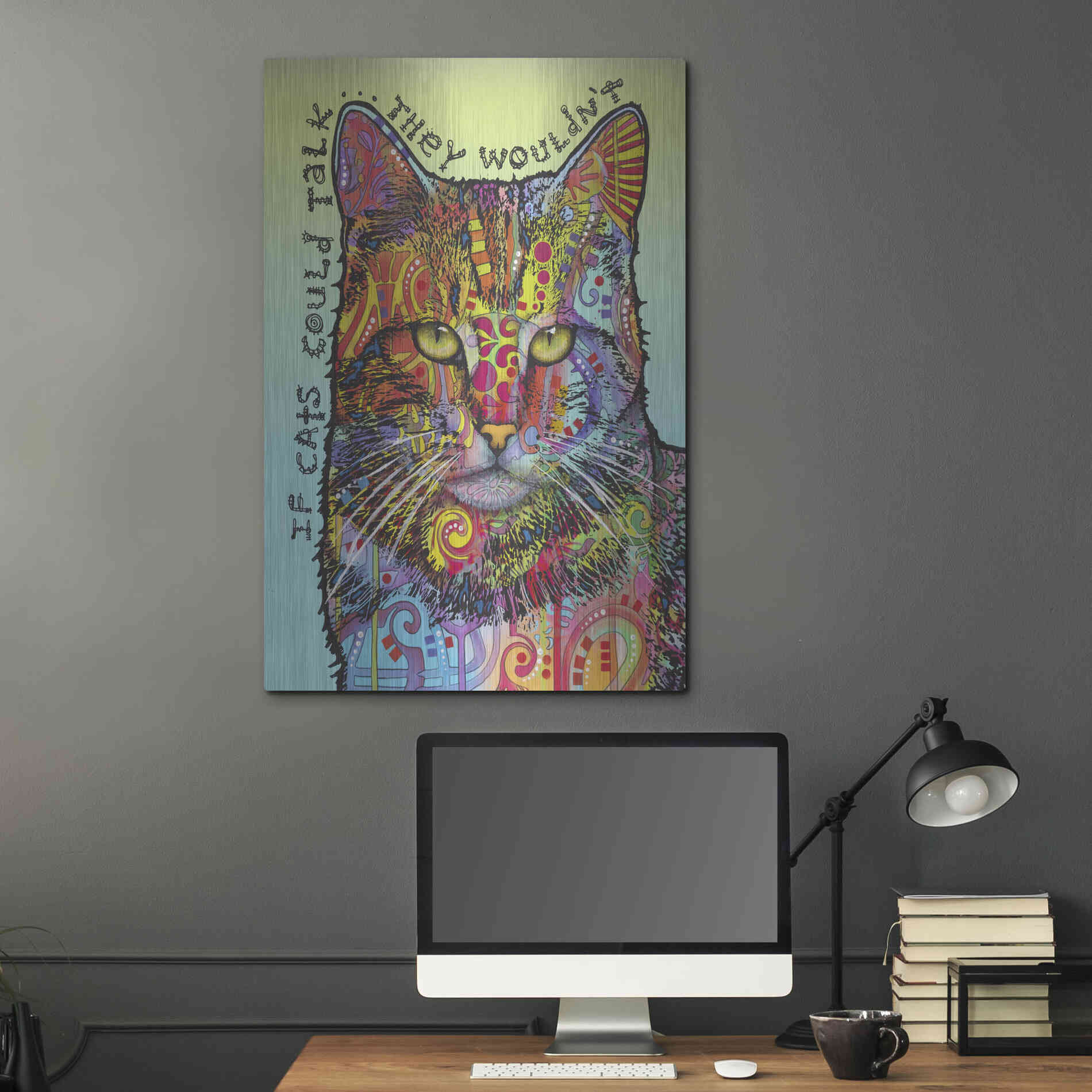 Luxe Metal Art 'If Cats Could Talk' by Dean Russo, Metal Wall Art,24x36