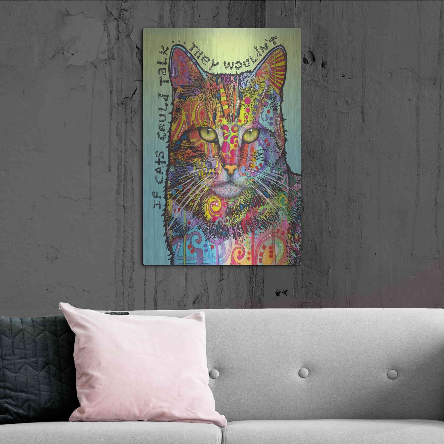 Luxe Metal Art 'If Cats Could Talk' by Dean Russo, Metal Wall Art,24x36