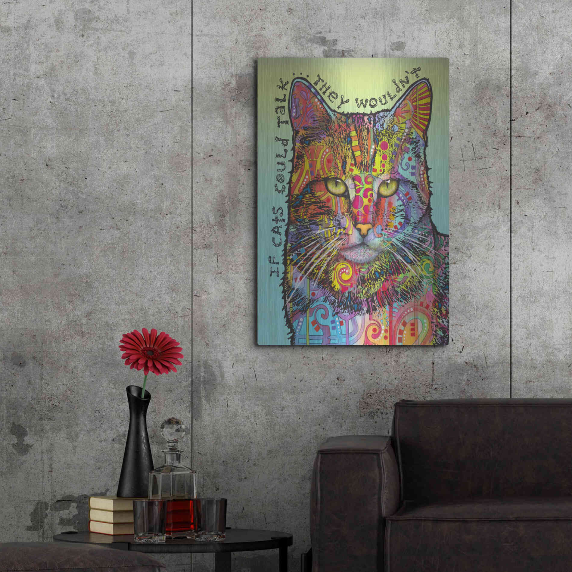 Luxe Metal Art 'If Cats Could Talk' by Dean Russo, Metal Wall Art,24x36