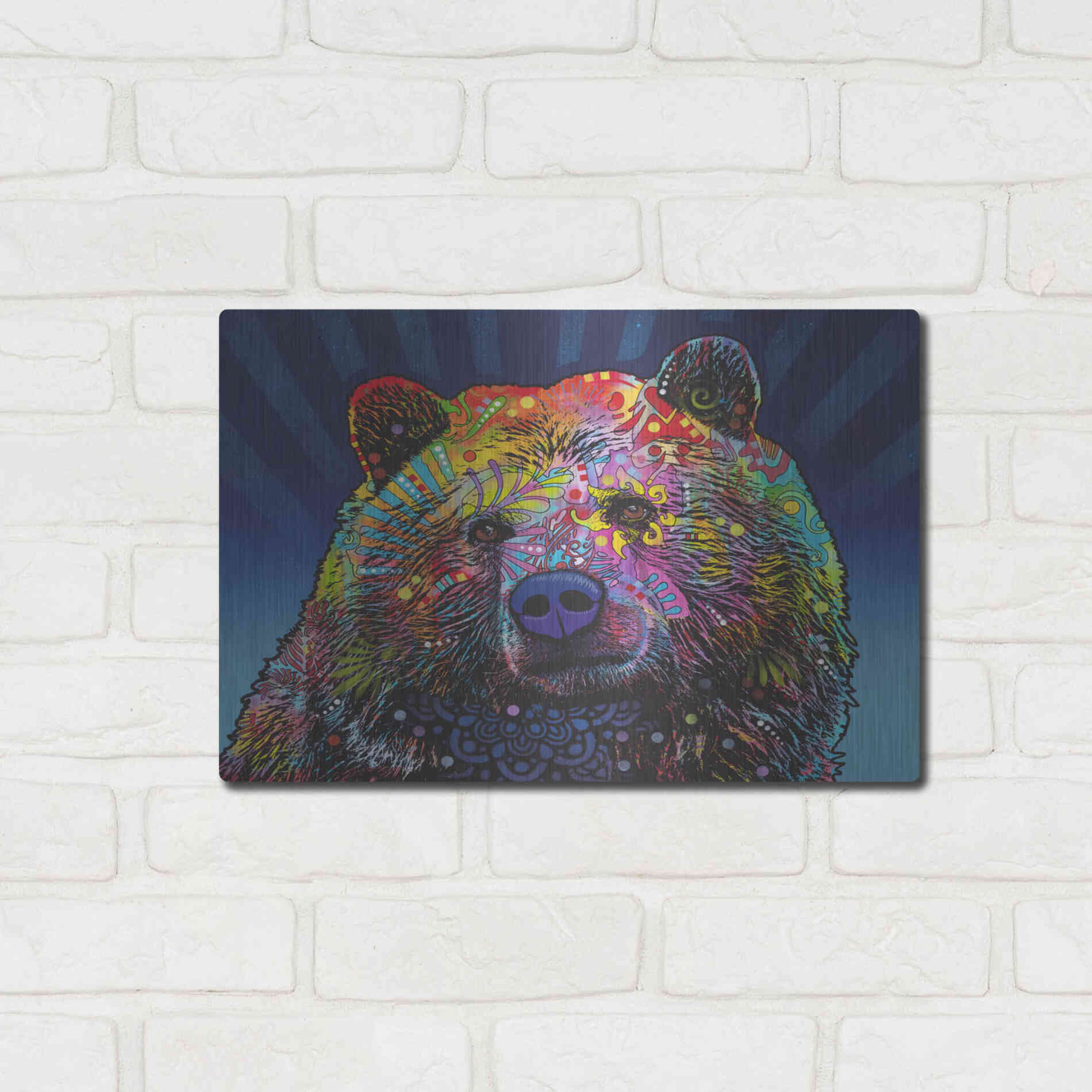 Luxe Metal Art 'Grizz' by Dean Russo, Metal Wall Art,16x12