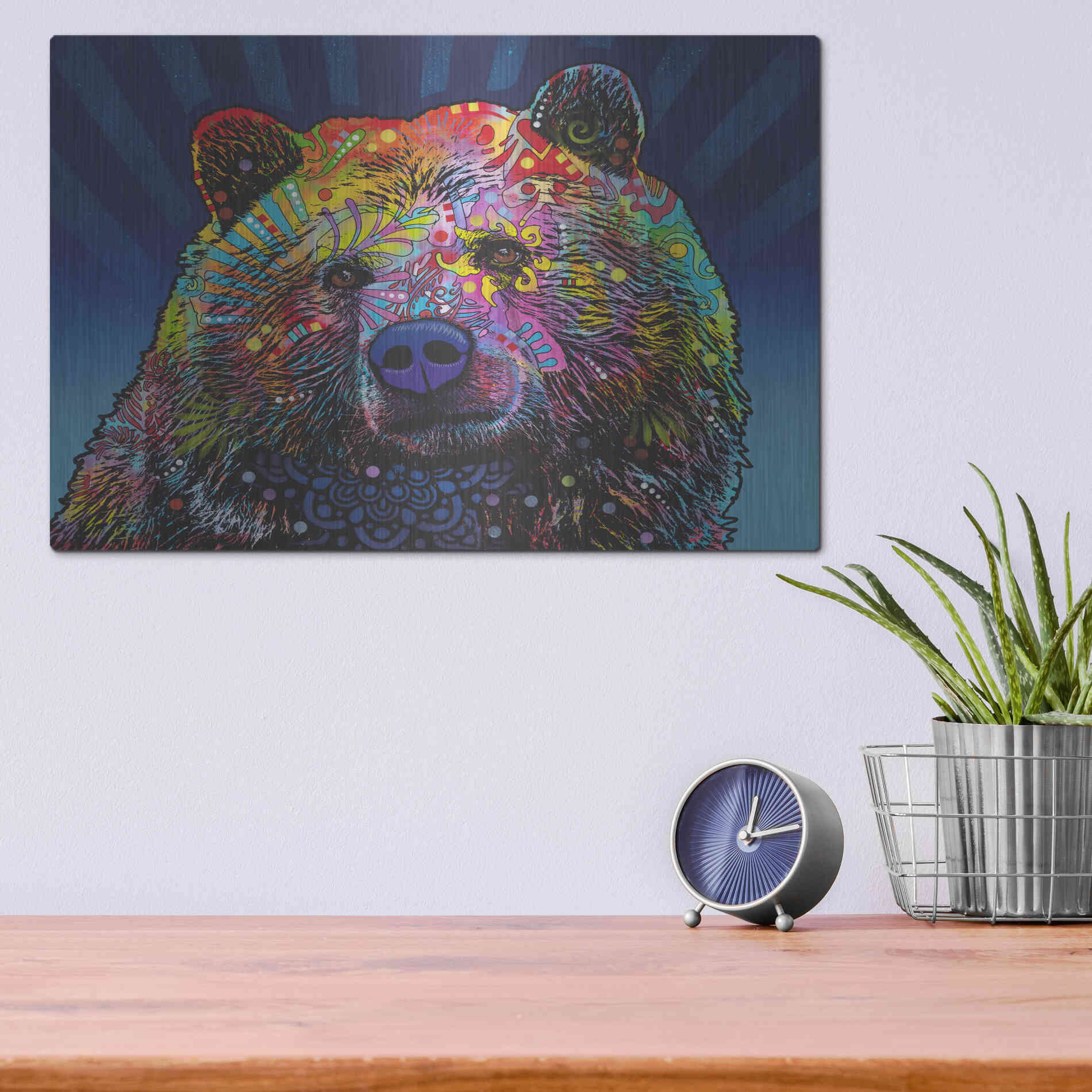 Luxe Metal Art 'Grizz' by Dean Russo, Metal Wall Art,16x12