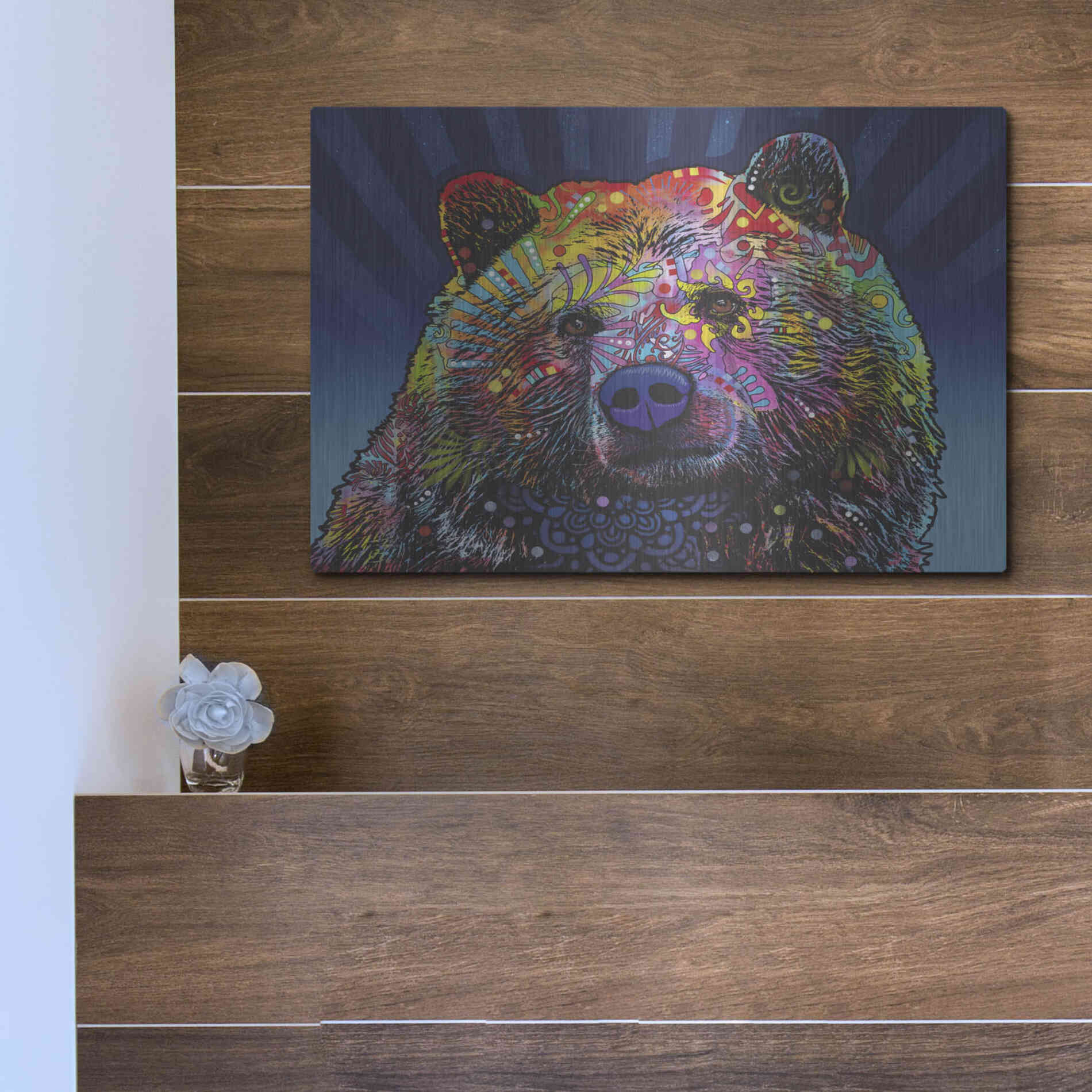 Luxe Metal Art 'Grizz' by Dean Russo, Metal Wall Art,16x12