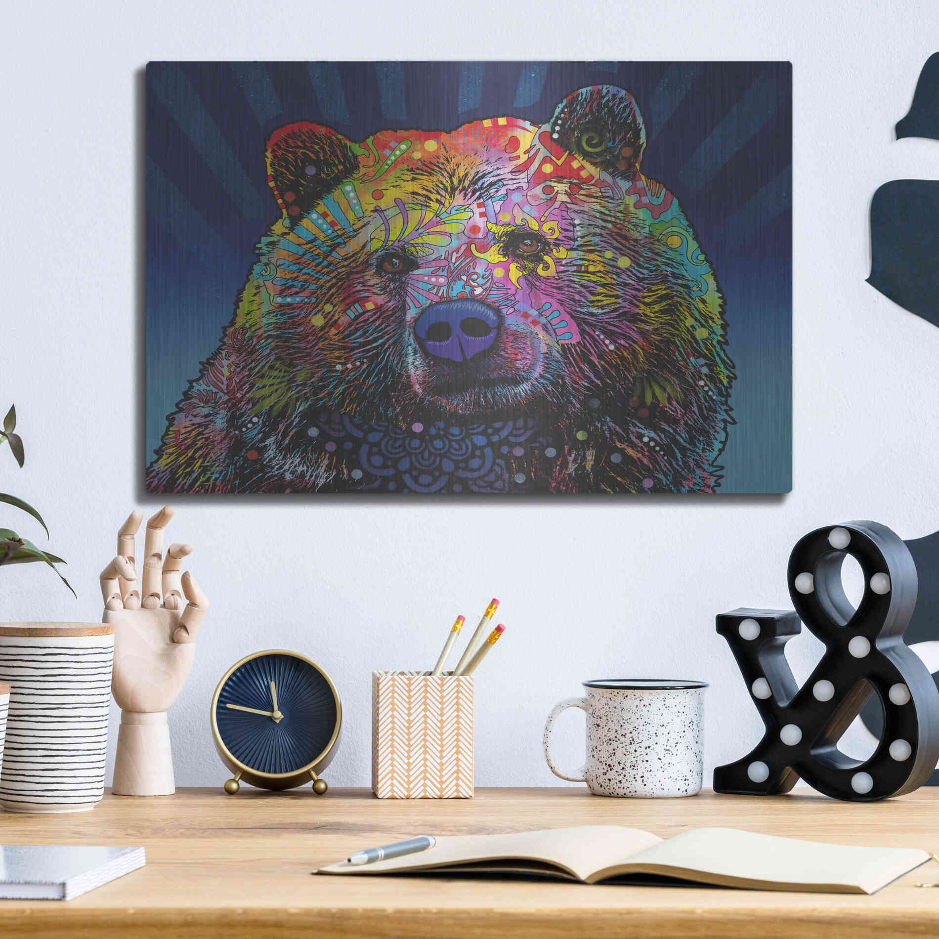 Luxe Metal Art 'Grizz' by Dean Russo, Metal Wall Art,16x12