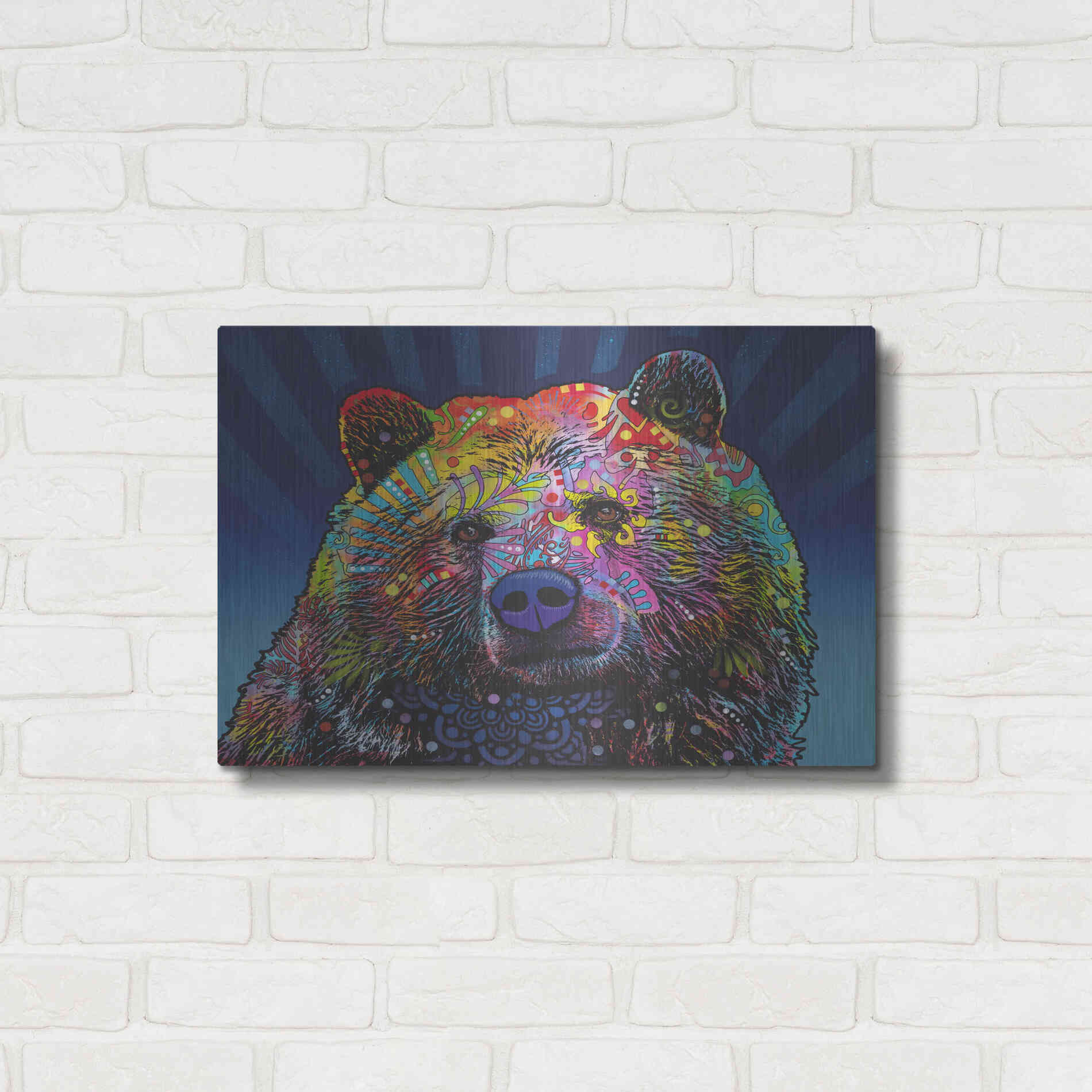 Luxe Metal Art 'Grizz' by Dean Russo, Metal Wall Art,24x16