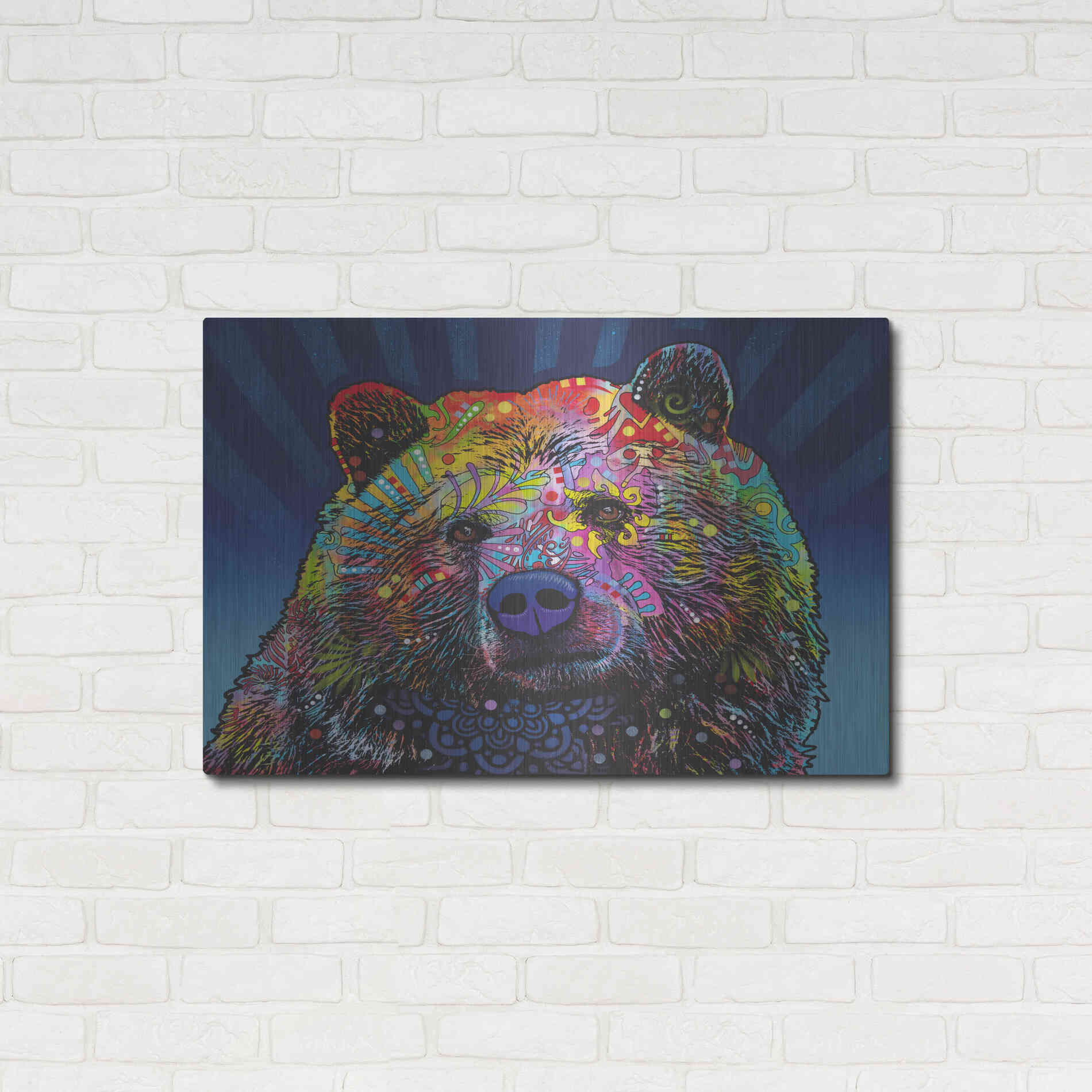 Luxe Metal Art 'Grizz' by Dean Russo, Metal Wall Art,36x24