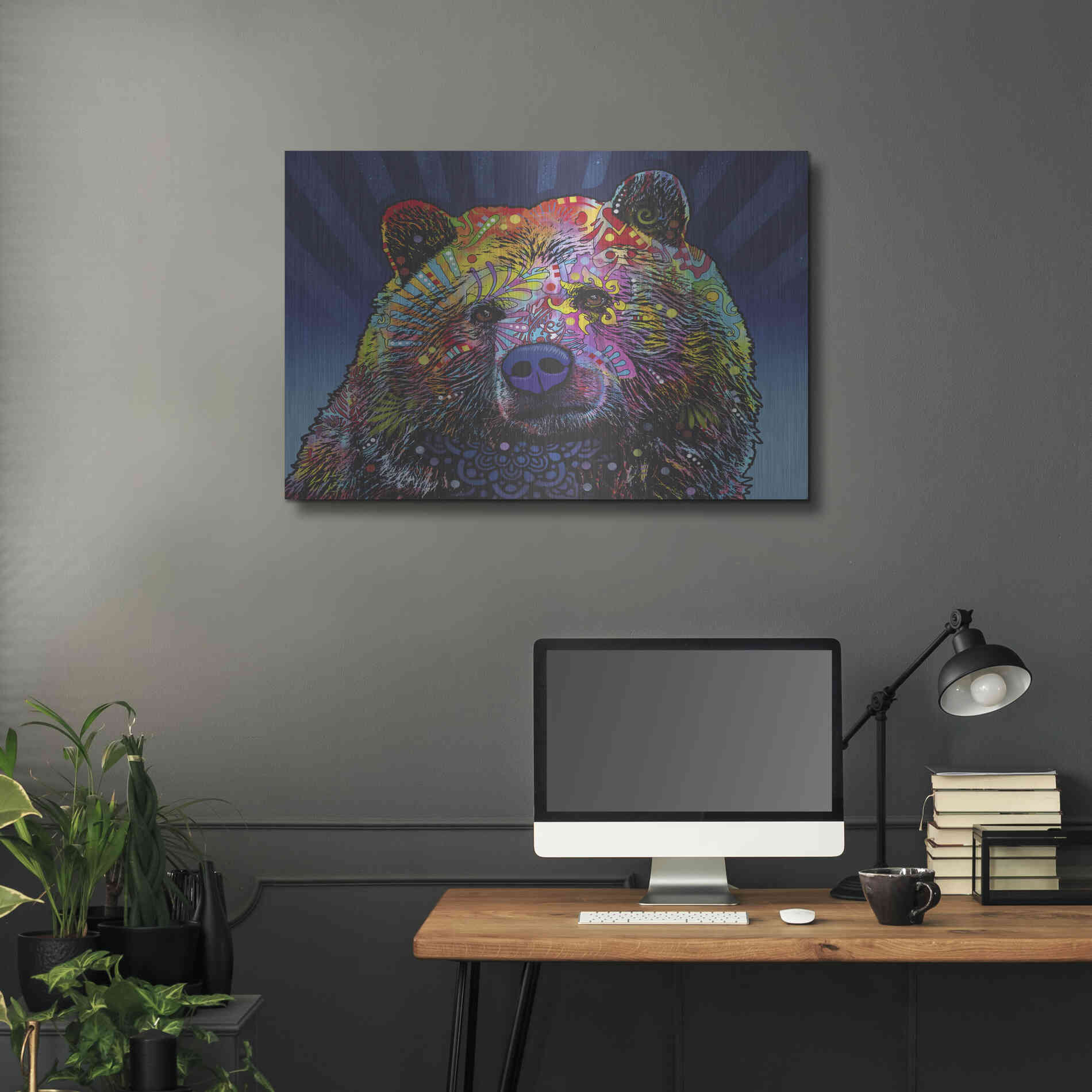 Luxe Metal Art 'Grizz' by Dean Russo, Metal Wall Art,36x24